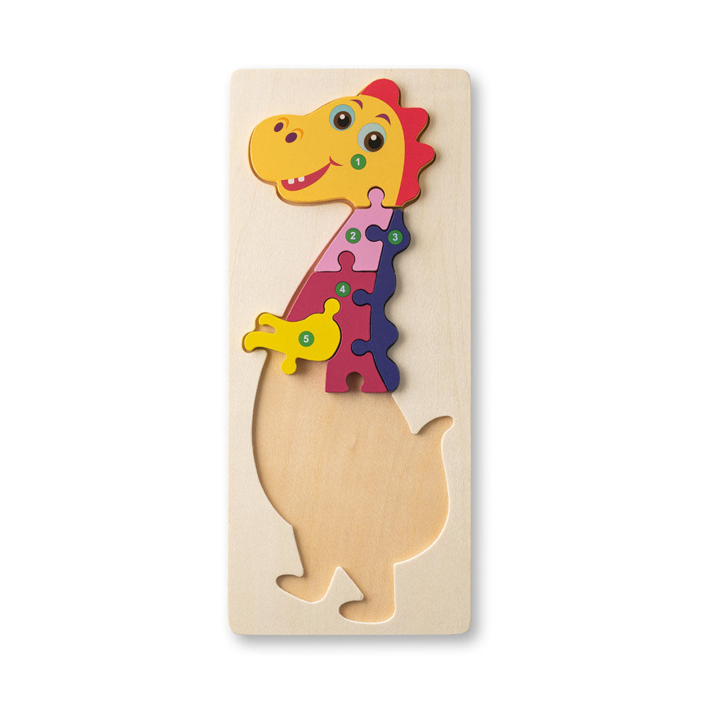 Diplodoco. Dinosaur-Shaped Puzzle In Pine Plywood
