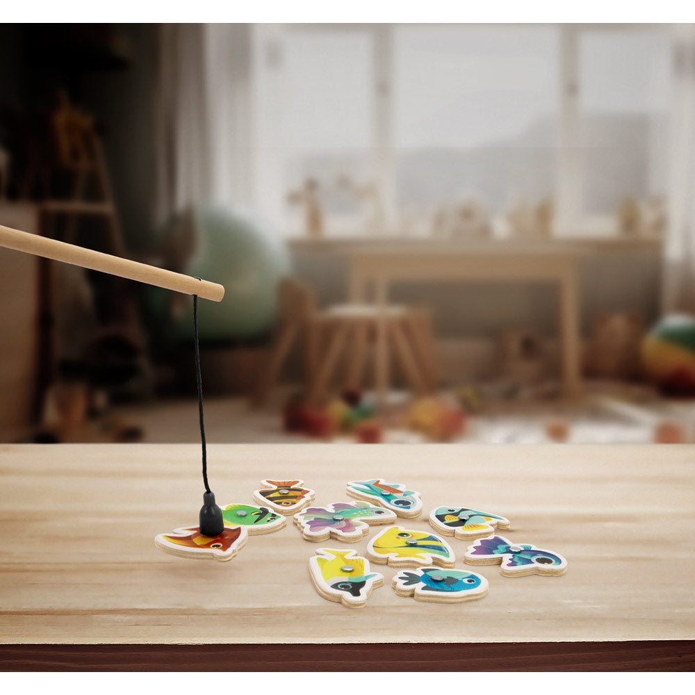 Fishy. Fishing Game Consisting Of 10 Wooden Fish, Ideal For Children