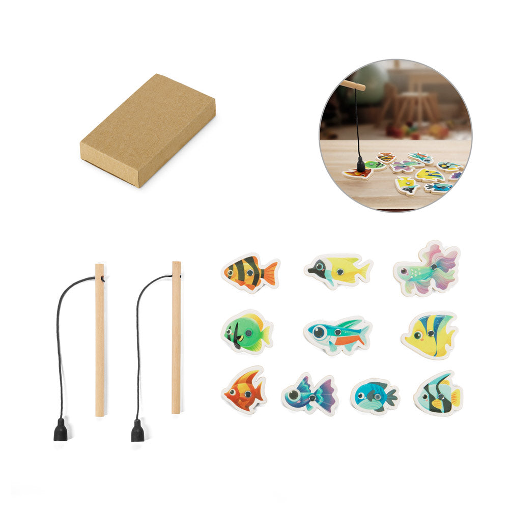 Fishy. Fishing Game Consisting Of 10 Wooden Fish, Ideal For Children
