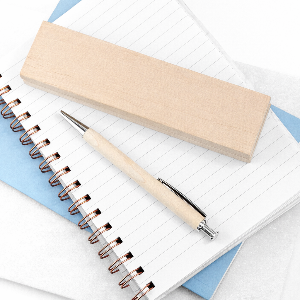Beech Wood Twin Ballpoint Pen Set