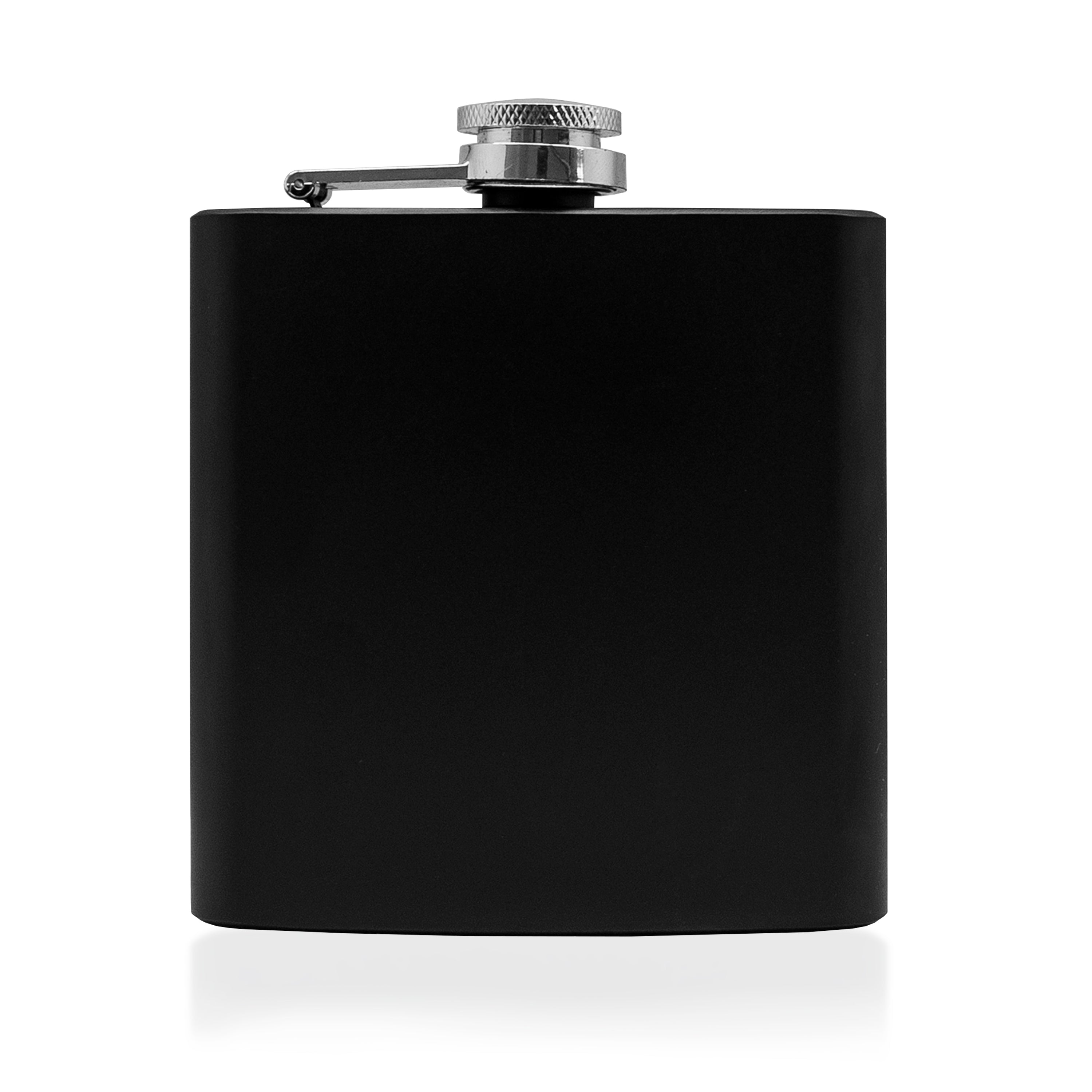 6oz Matte Black Stainless Steel Hip Flask