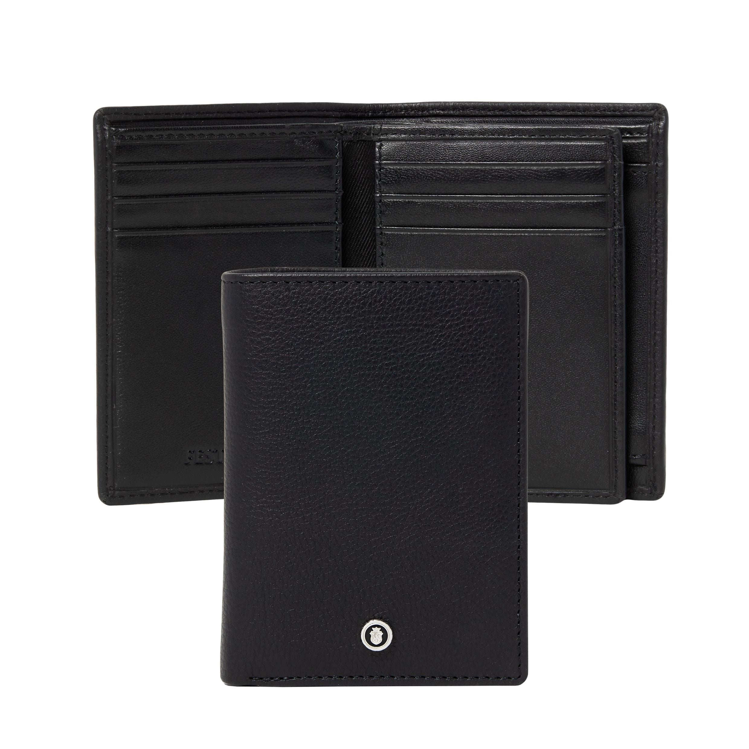 Card Holder With Flap Button Black