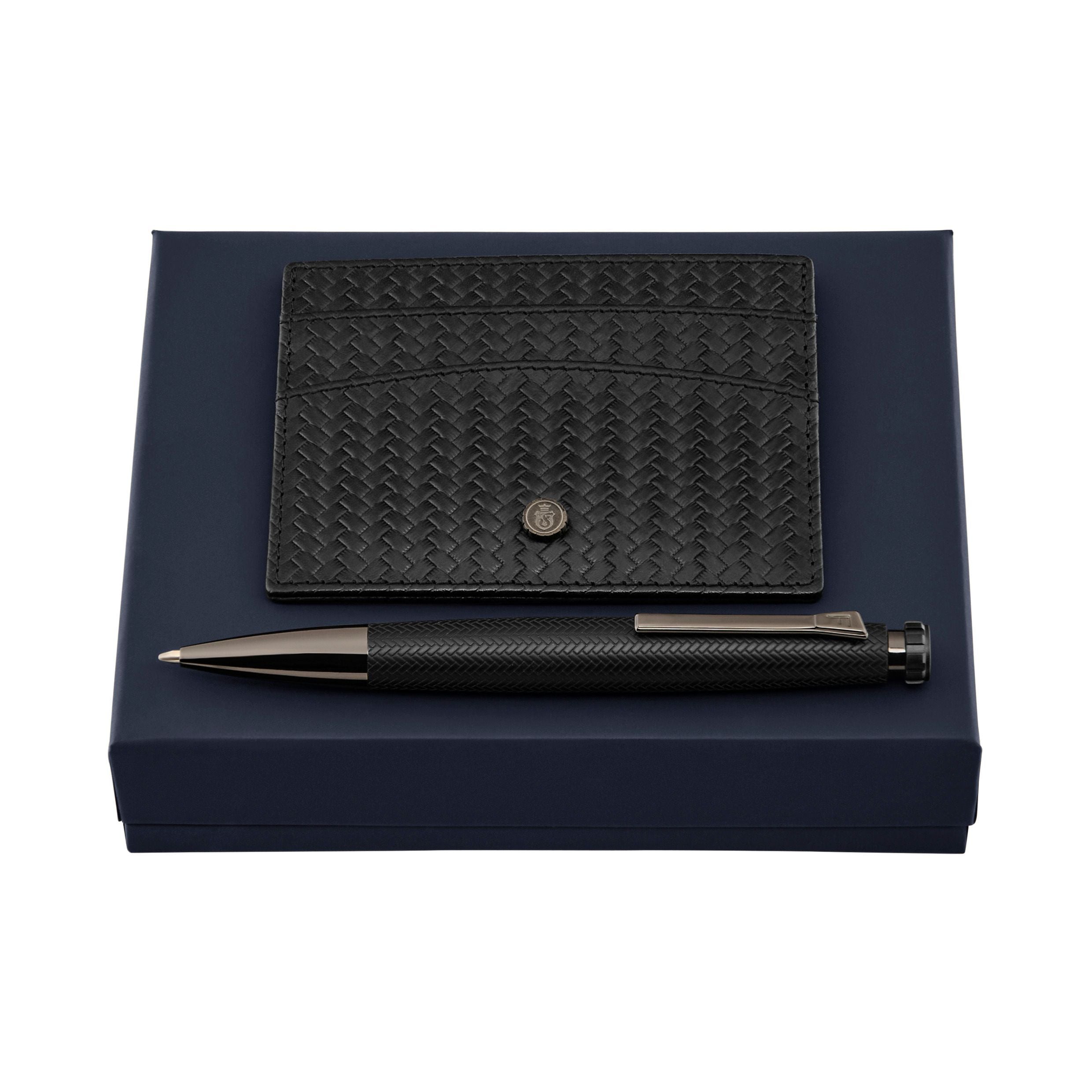 Set Interlace Black (Ballpoint Pen & Card Holder)
