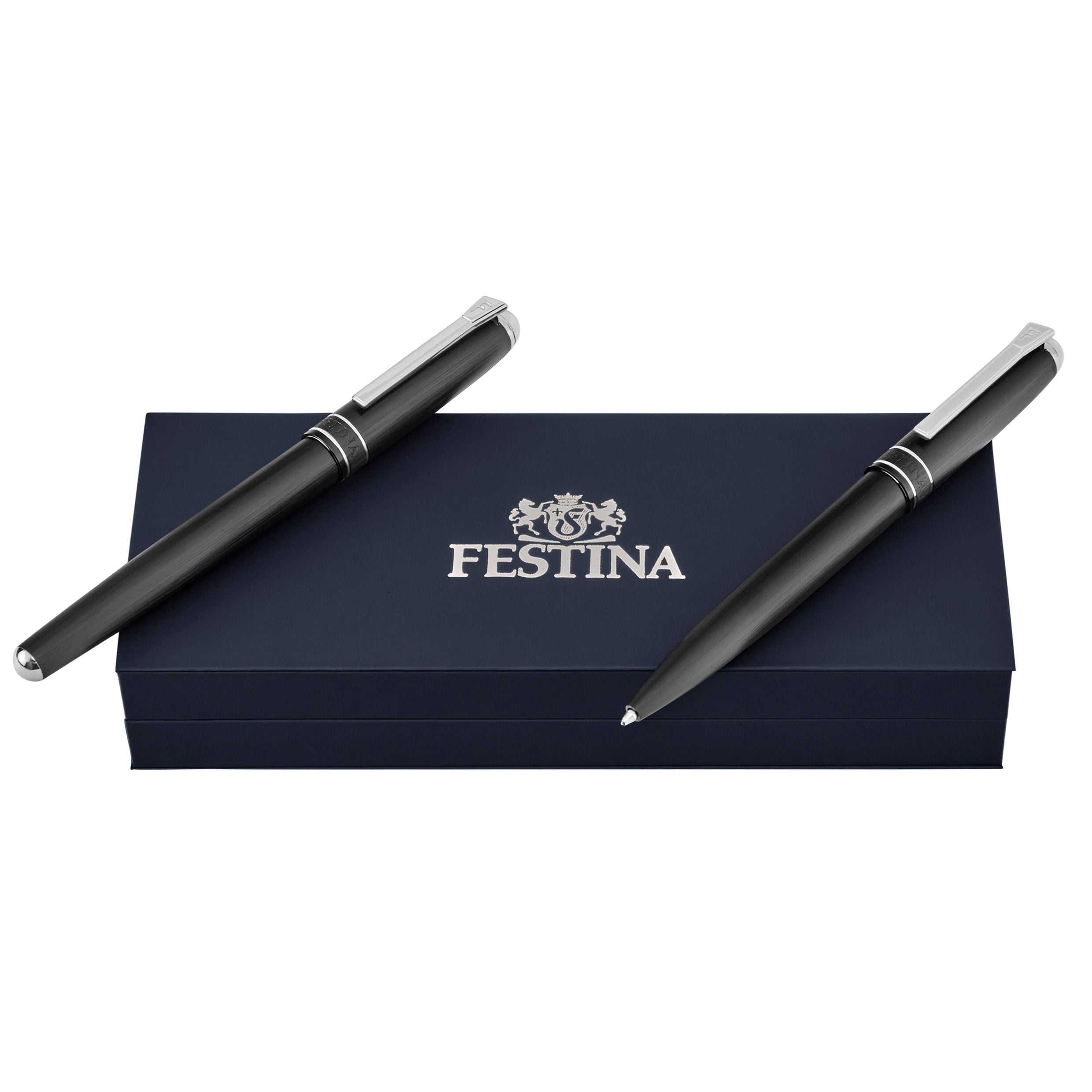 Set Classicals Brushed Black & Chrome (Ballpoint Pen & Fountain Pen)
