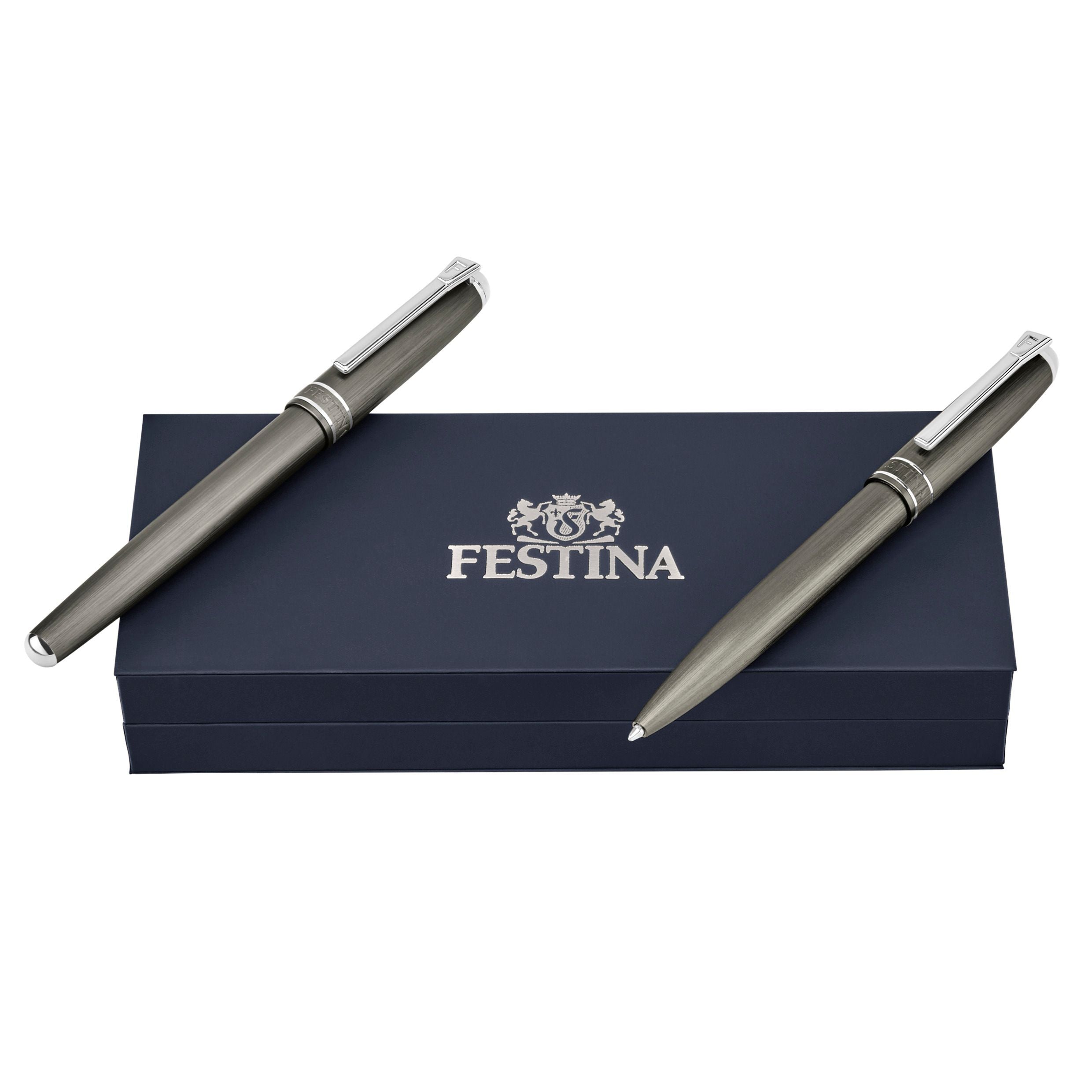 Set Classicals Brushed Black & Chrome (Ballpoint Pen & Fountain Pen)