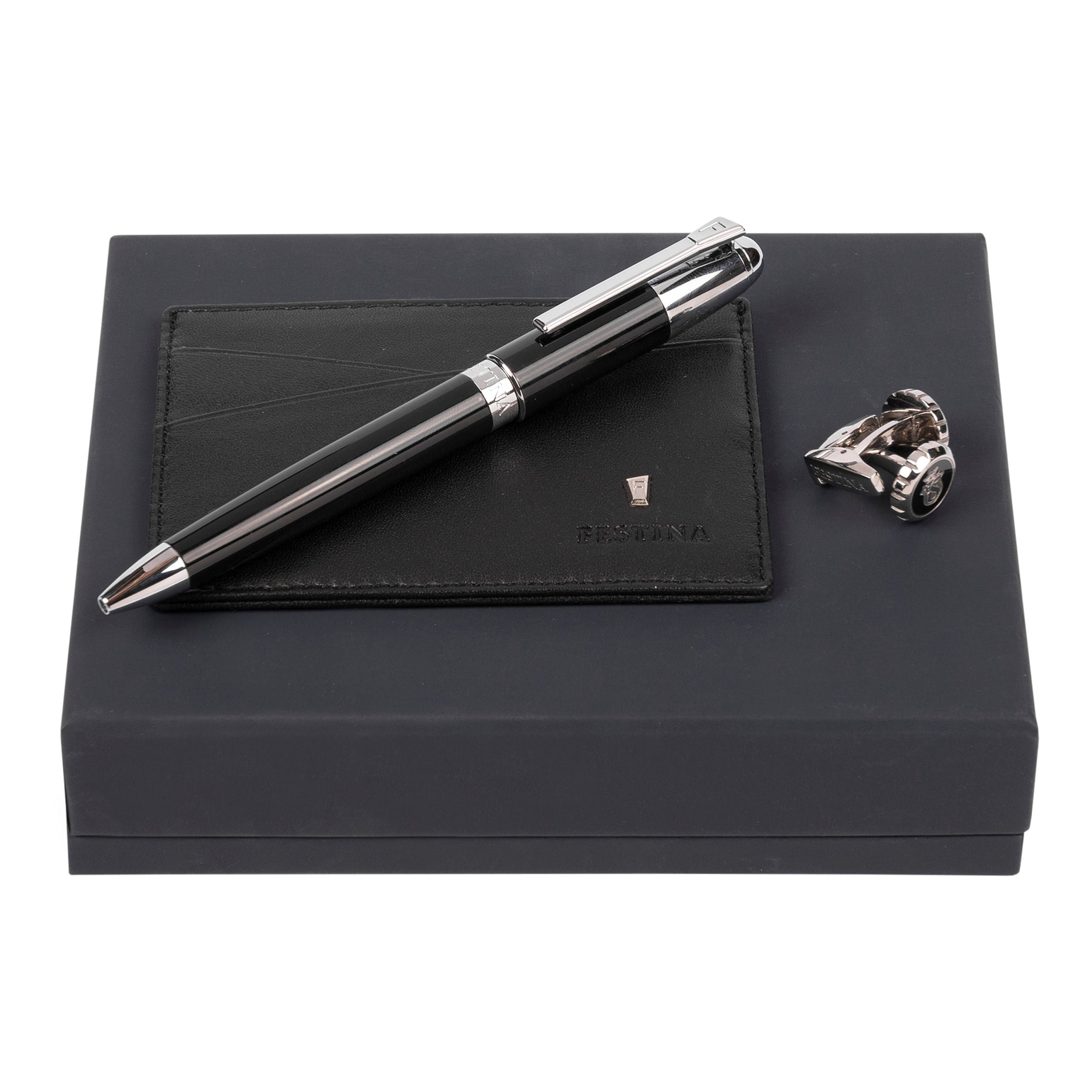 Set (Ballpoint Pen, Card Holder & Cufflinks)