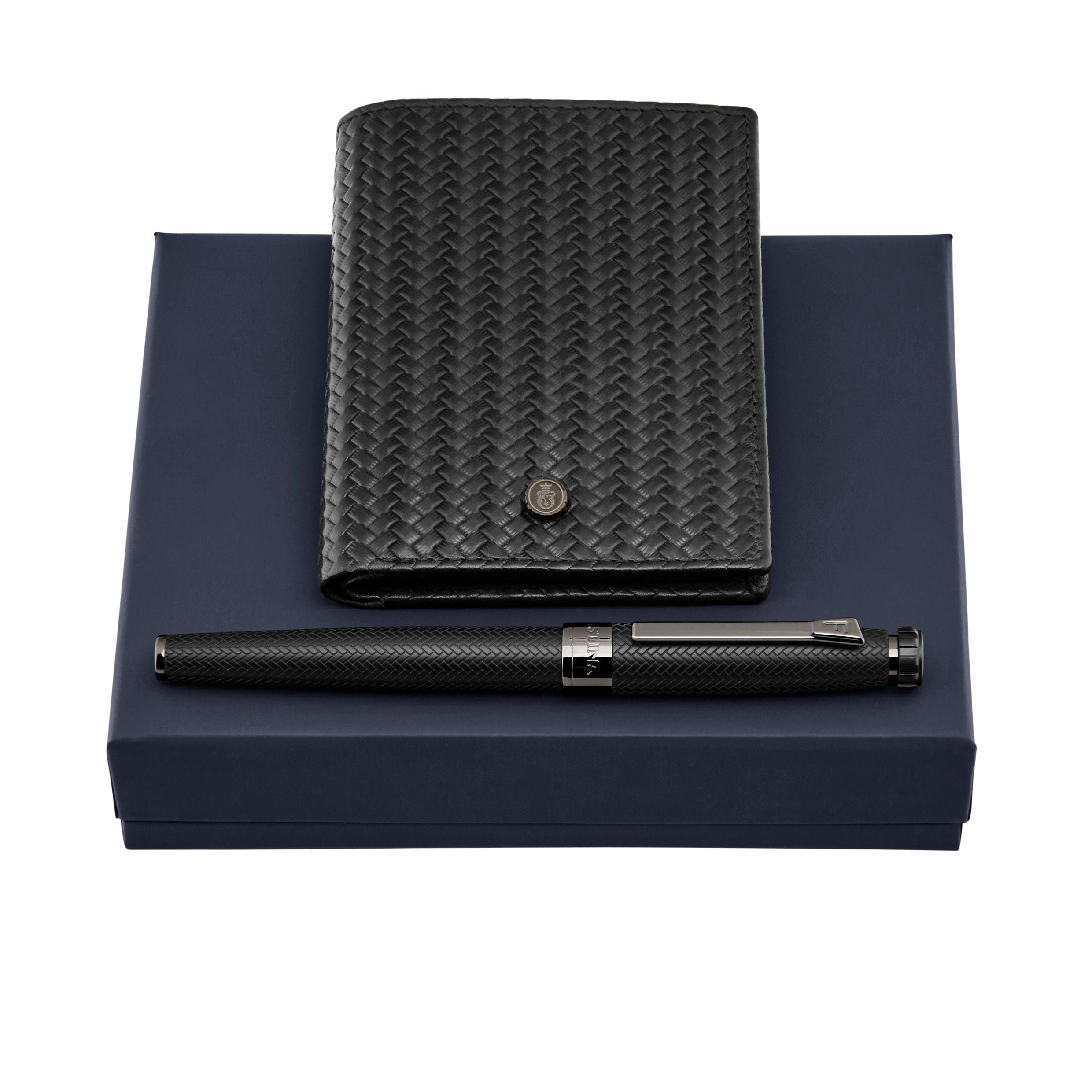 Set Interlace Black (Fountain Pen & Card Holder)