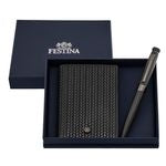 Set Interlace Black (Fountain Pen & Card Holder)