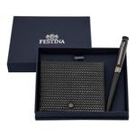 Set Interlace Black (Rollerball Pen & Wallet)