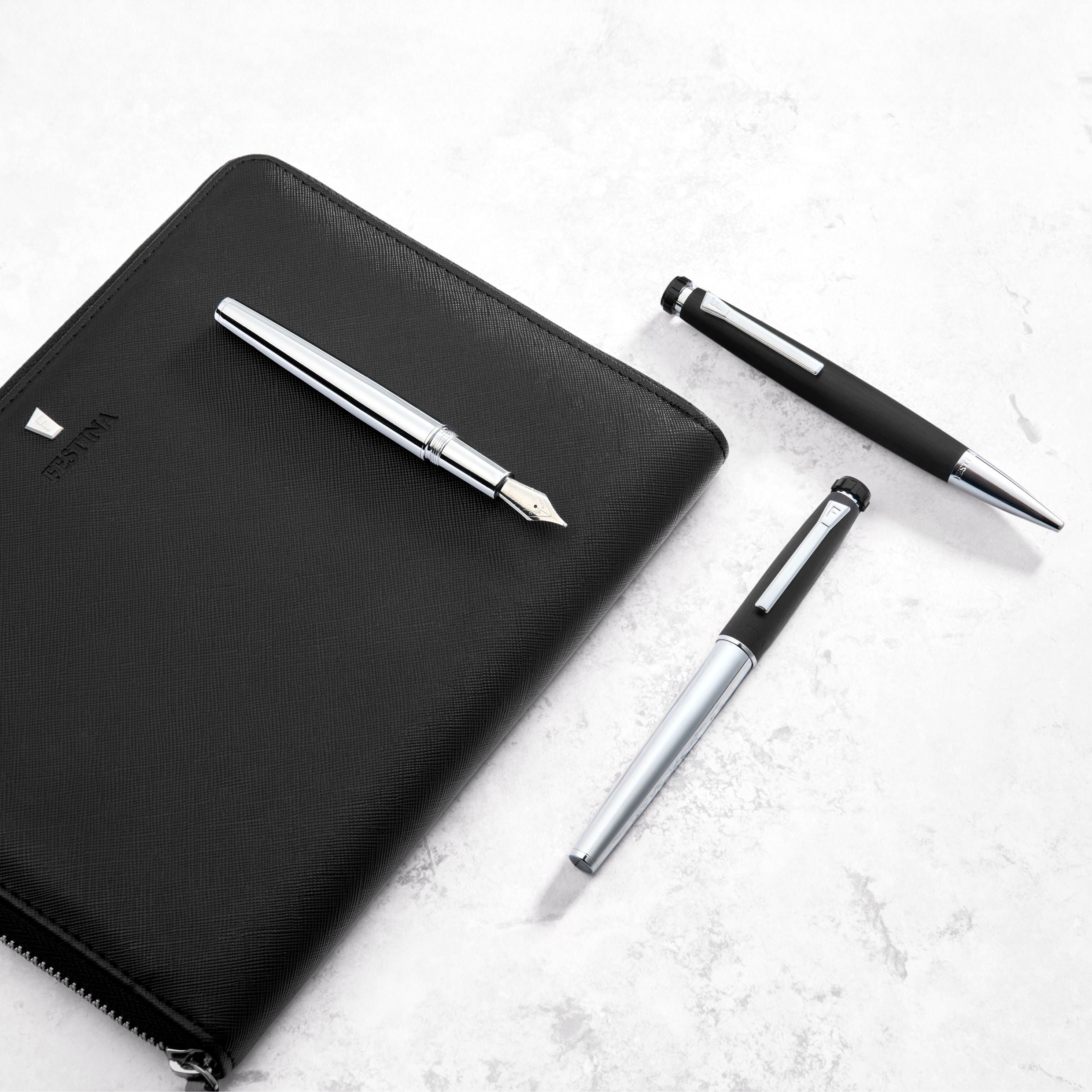 Ballpoint Pen Chronobike Classic Chrome Black