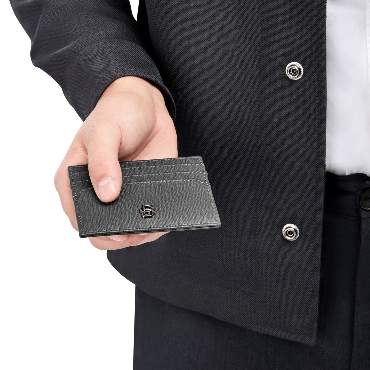Card Holder Double B Saffiano Black