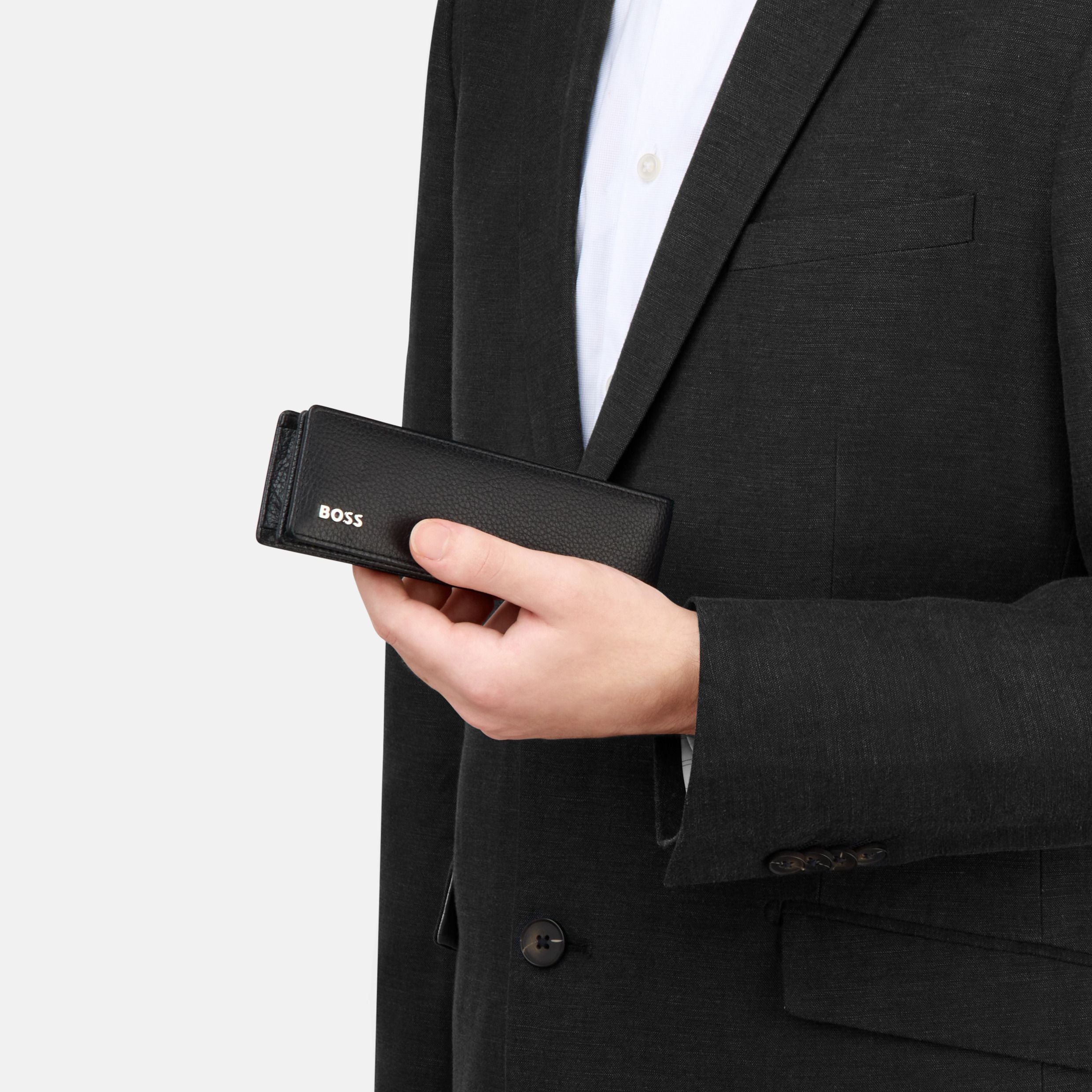 Double Pen Pouch Classic Grained Black