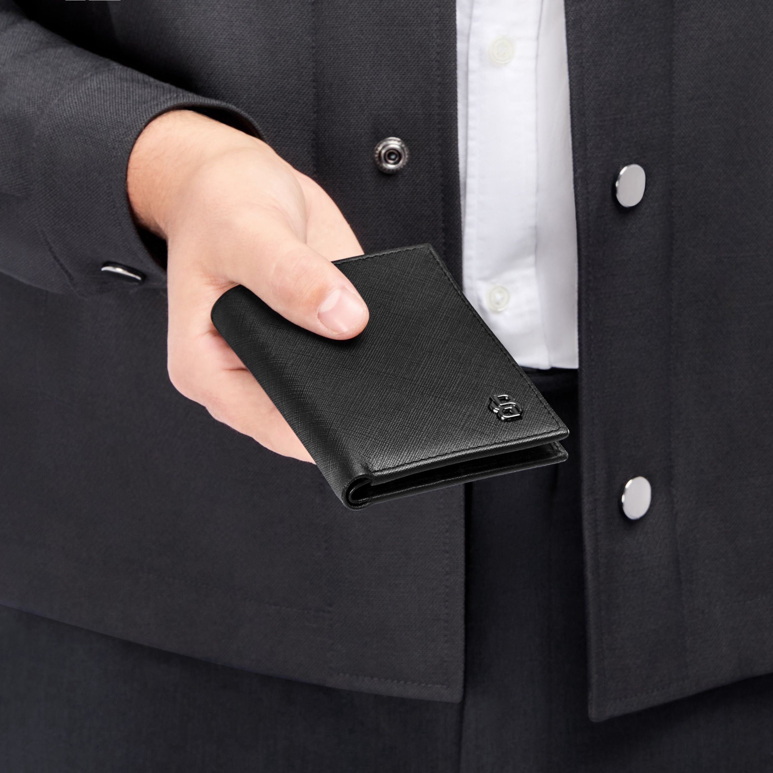 Folding Card Holder Double B Saffiano Black