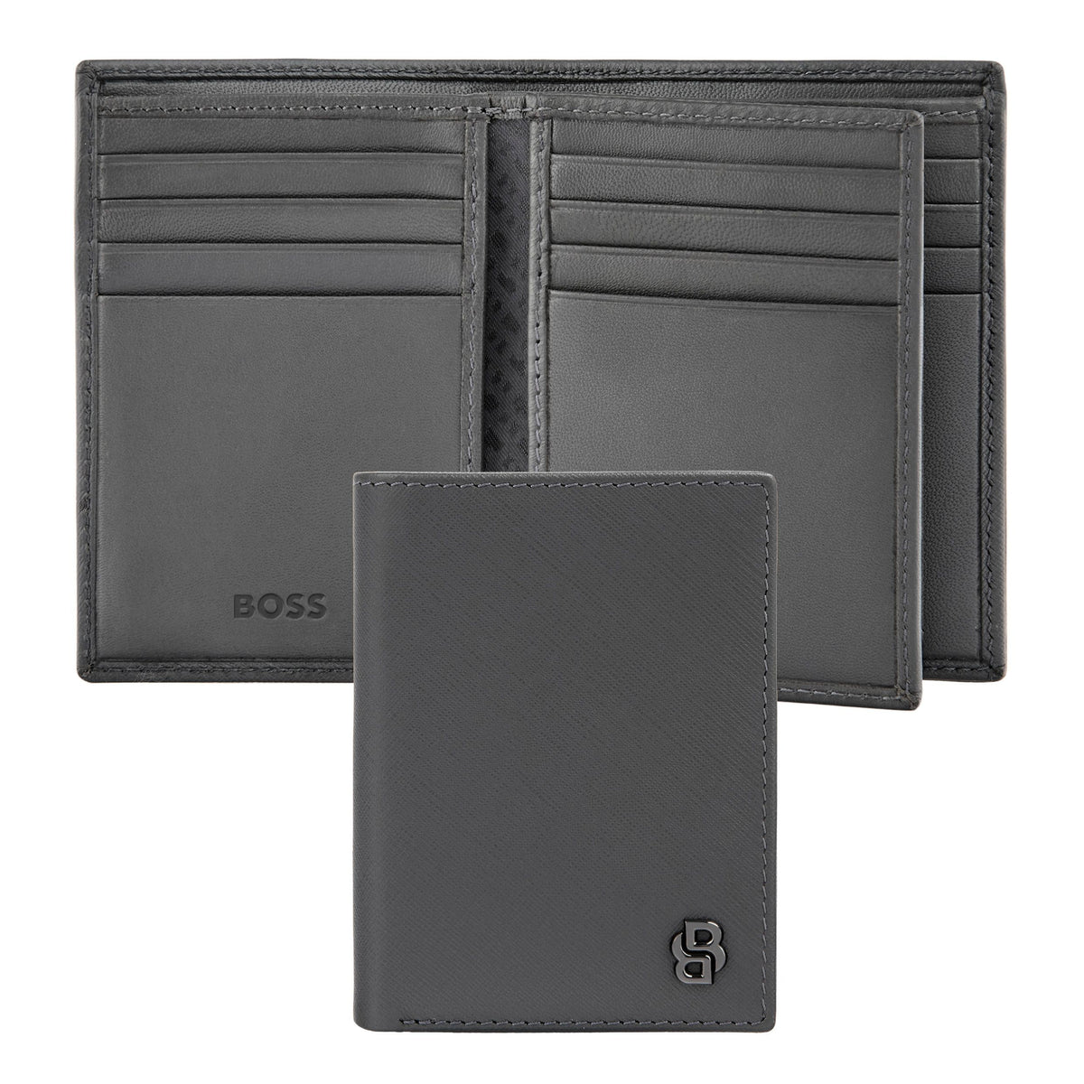 Card Holder With Flap Double B Saffiano Black