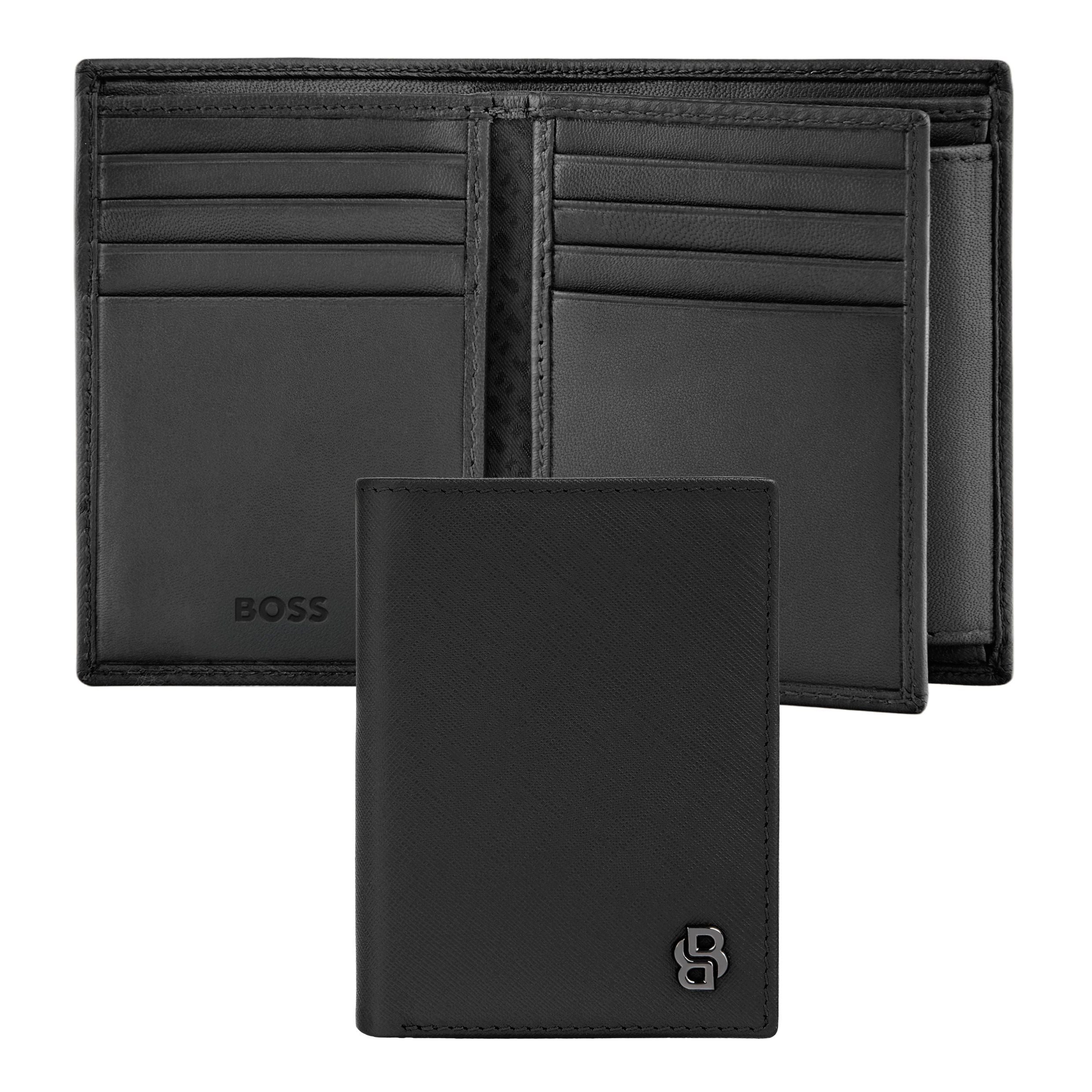 Card Holder With Flap And Money Pocket Double B Saffiano Black