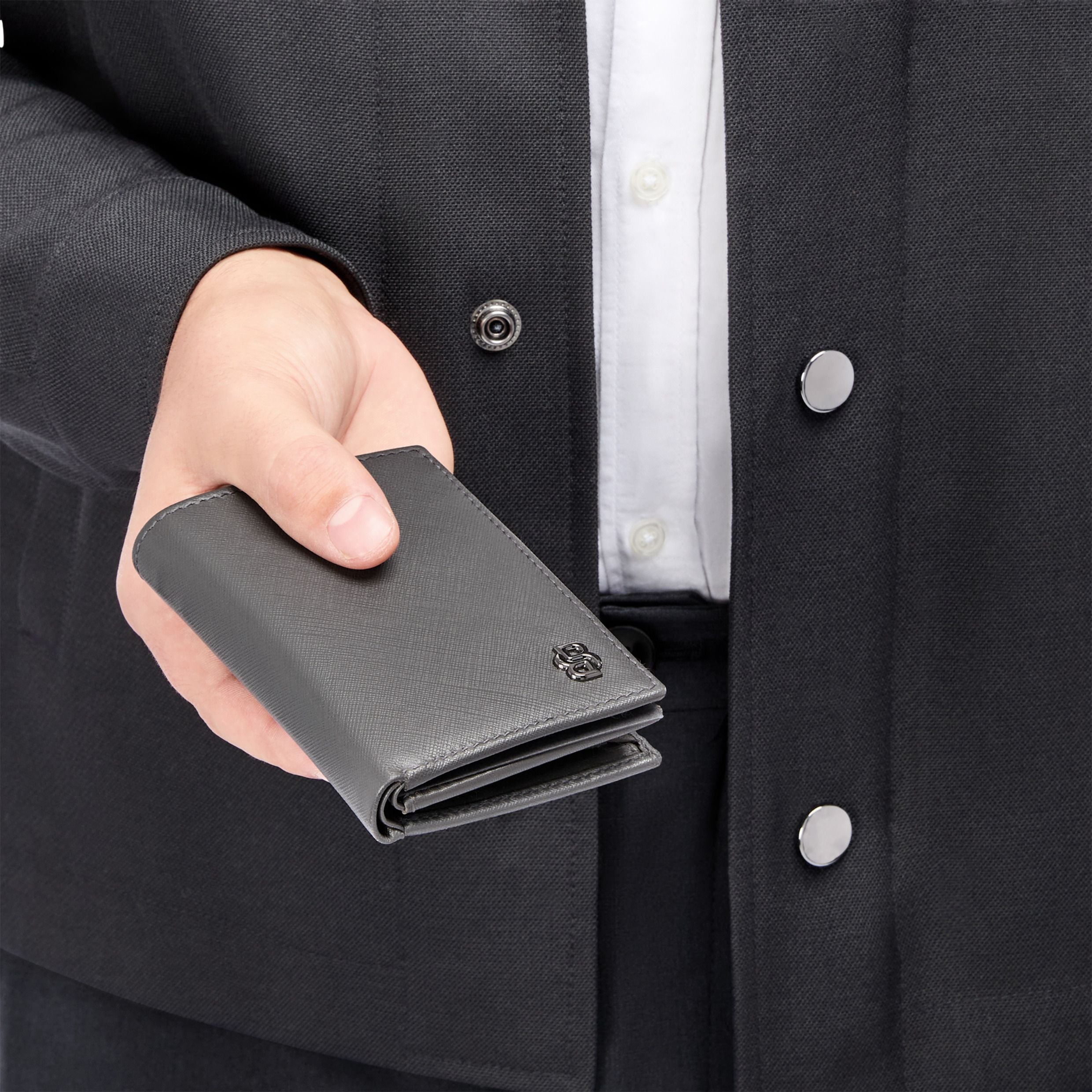Card Holder With Flap And Money Pocket Double B Saffiano Black