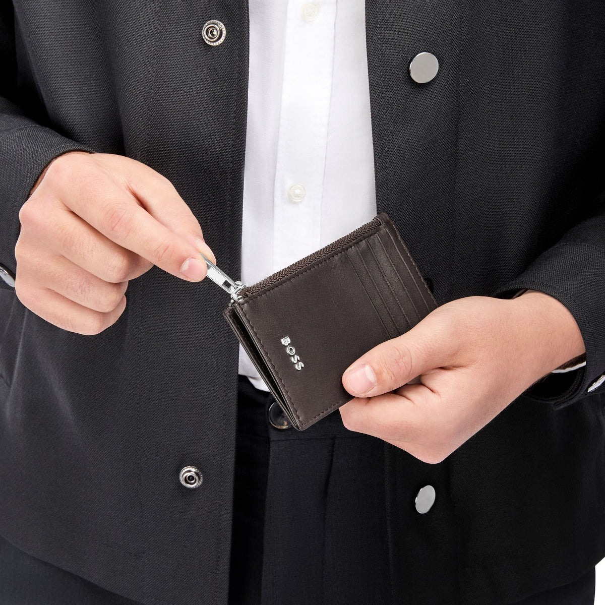 Card Holder Zip Classic Smooth Black