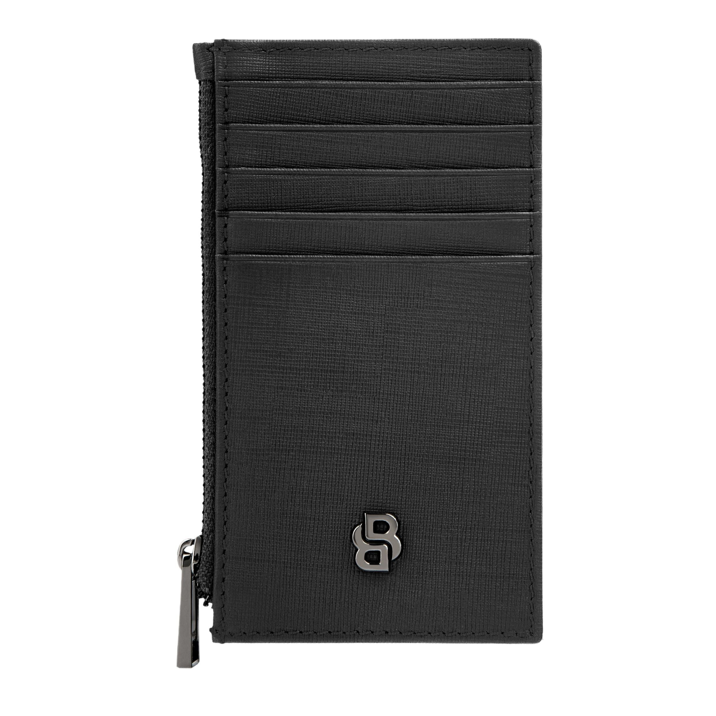 Card Holder Zip Double B Saffiano Black