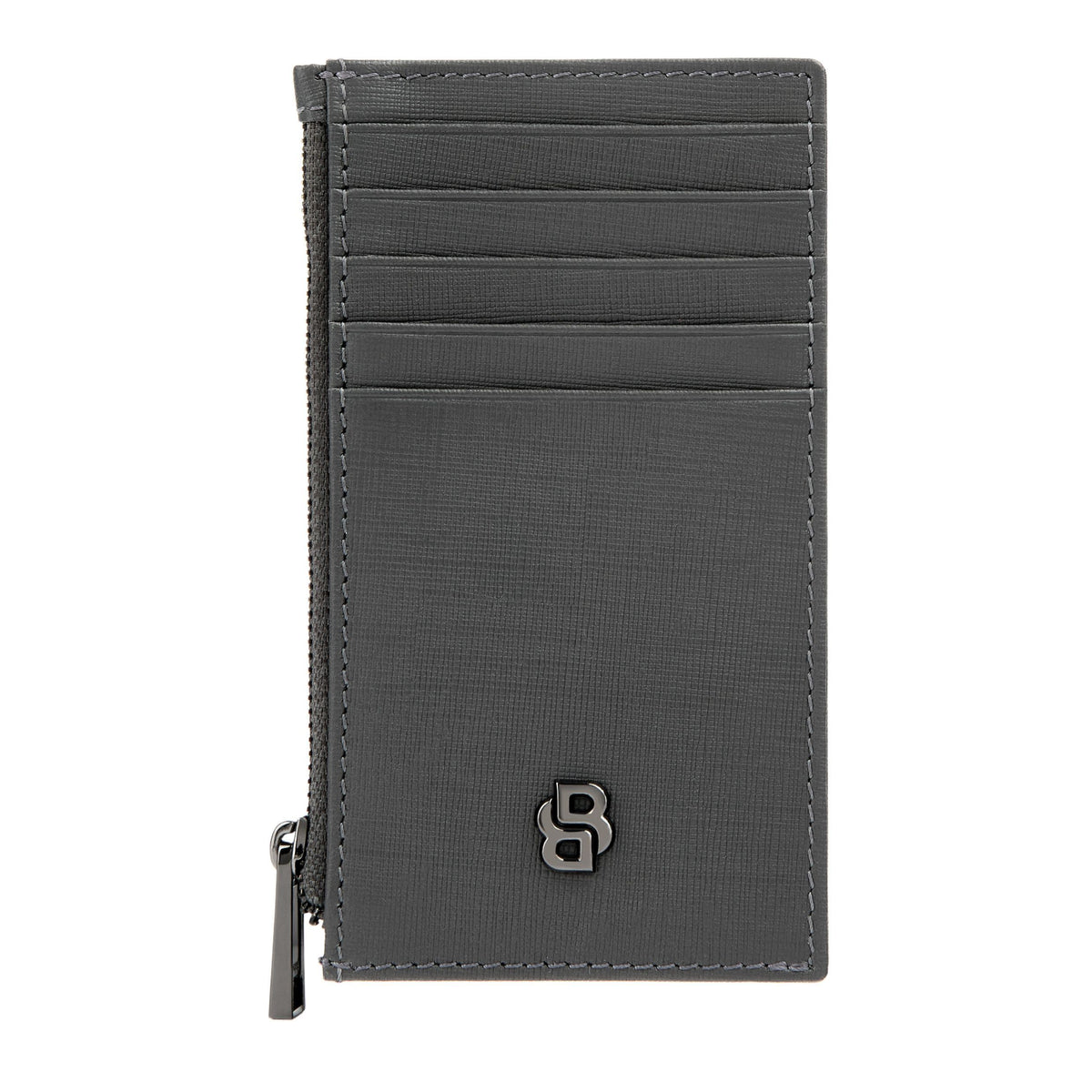 Card Holder Zip Double B Saffiano Black