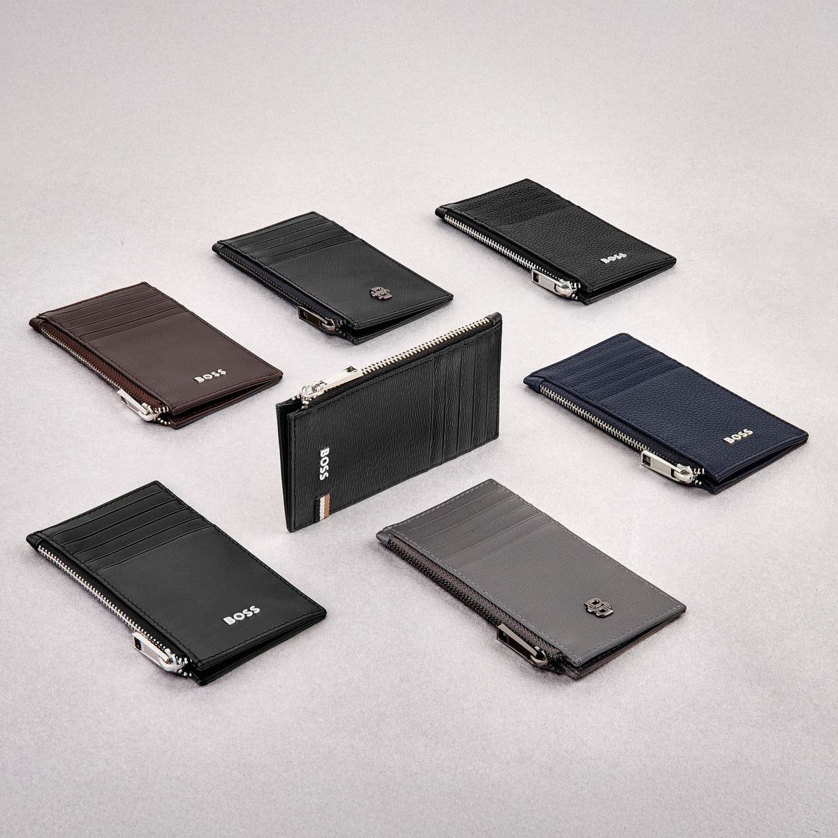 Card Holder Zip Double B Saffiano Black