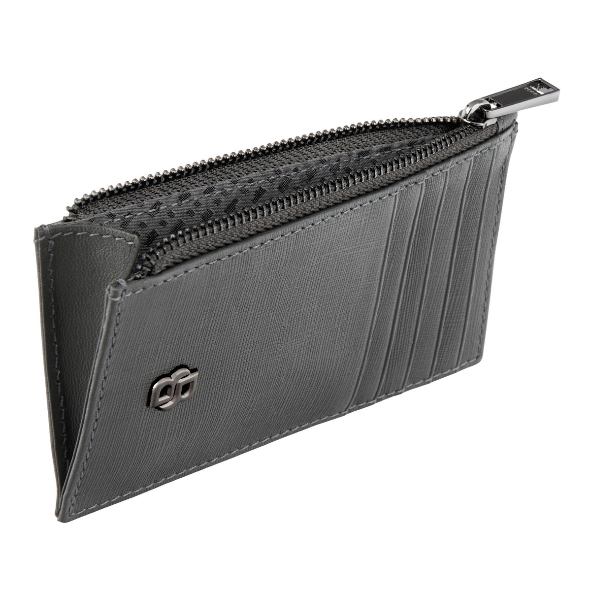 Card Holder Zip Double B Saffiano Black