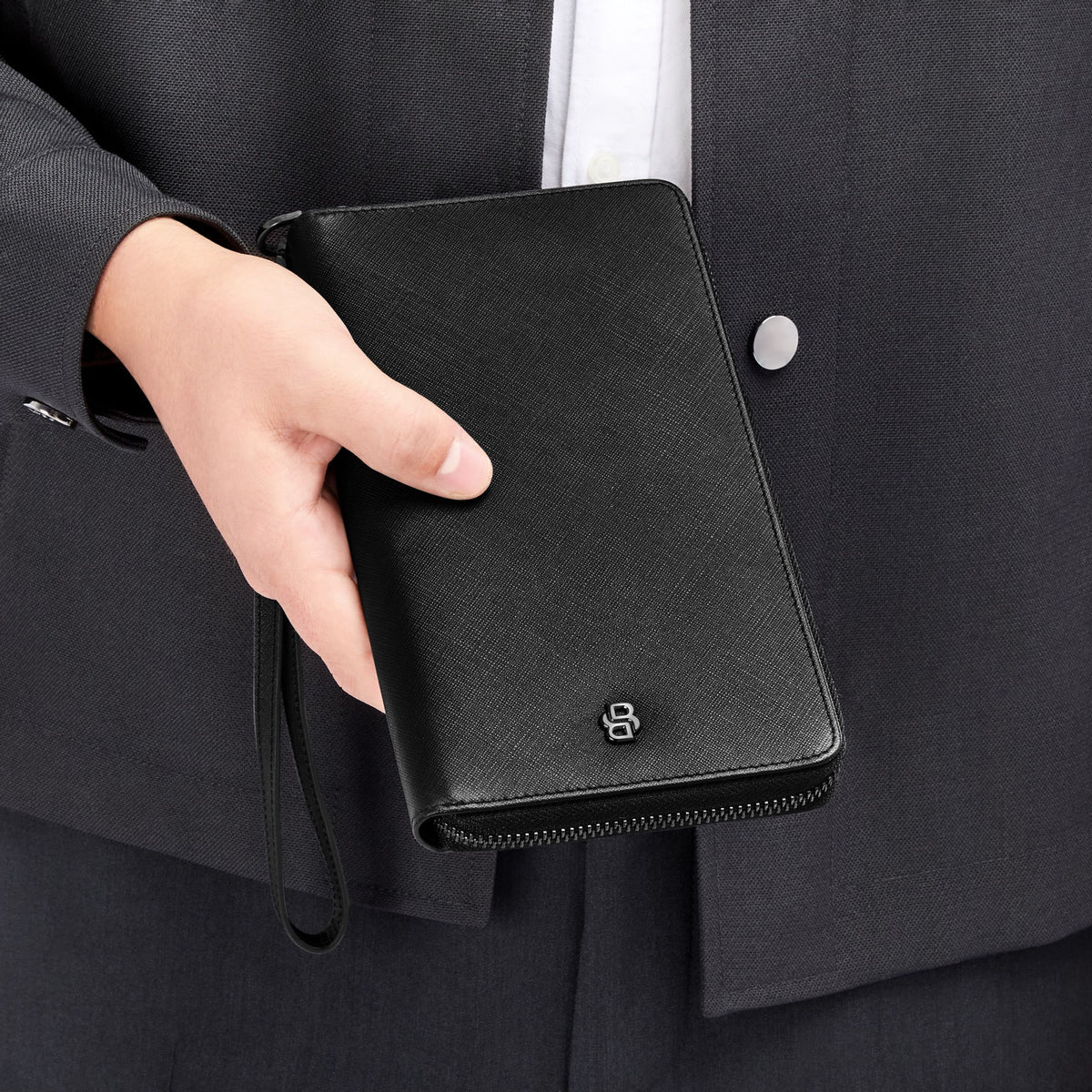 Travel Wallet Double B Saffiano Black