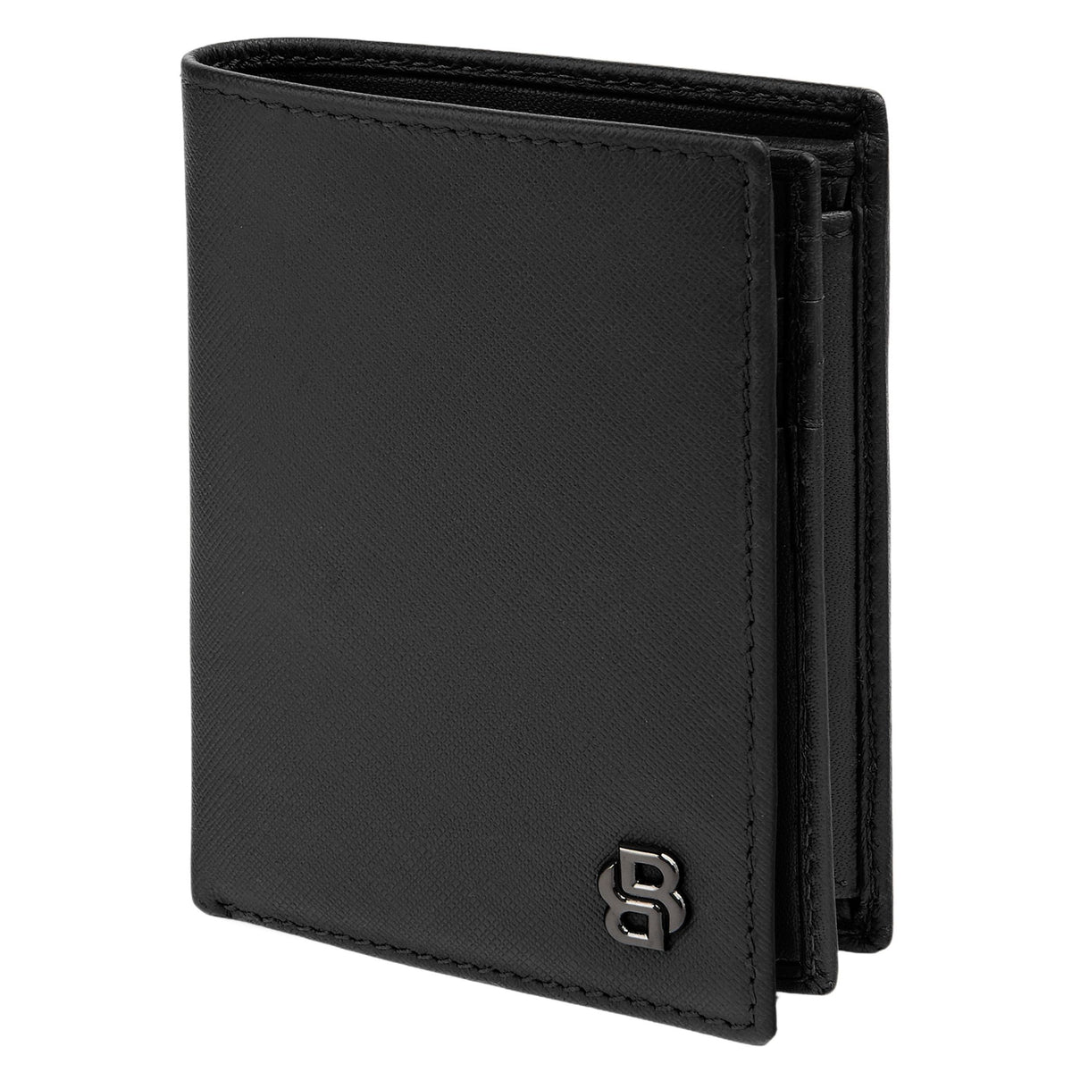 Money Wallet With Flap Double B Saffiano Black