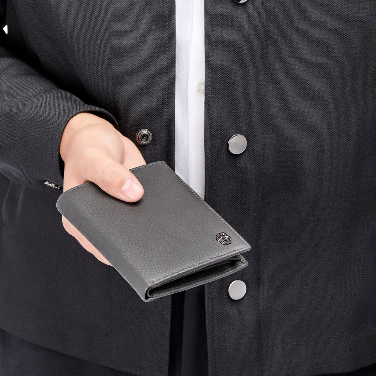 Money Wallet With Flap Double B Saffiano Black