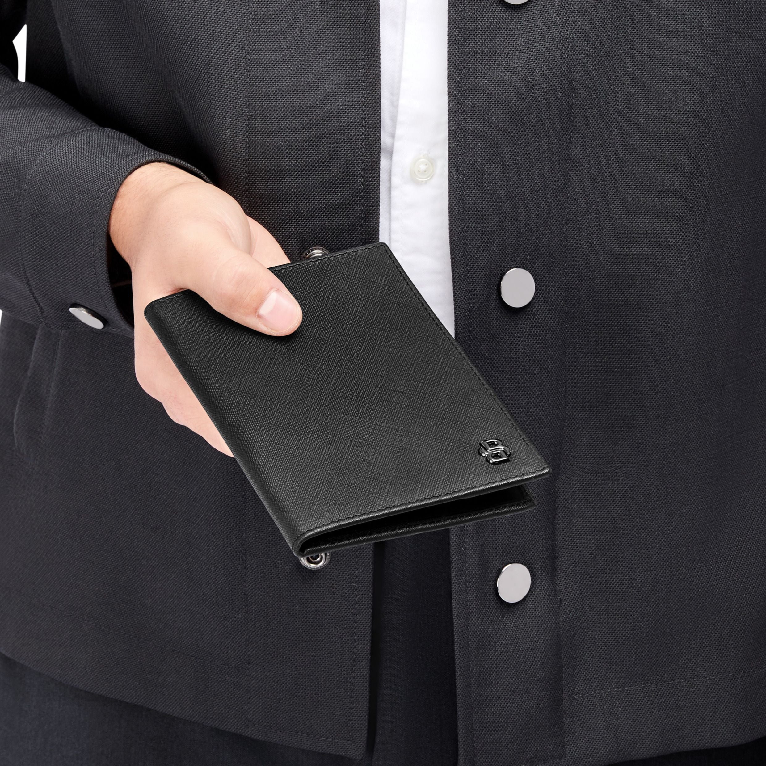 Passport Holder Double B Saffiano Black