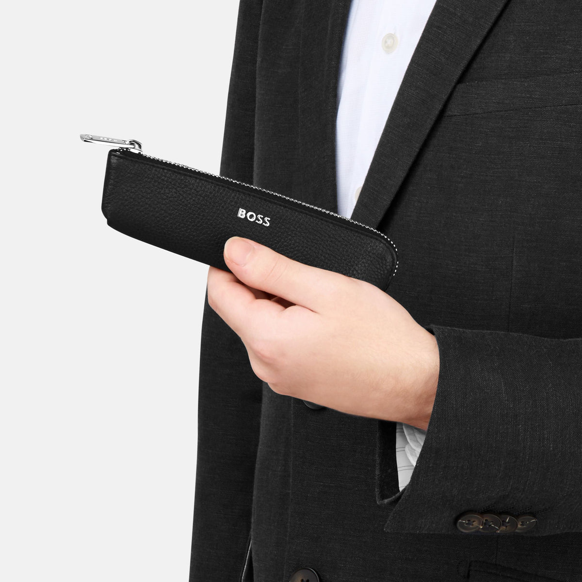 Small Pen Case Classic Grained Black