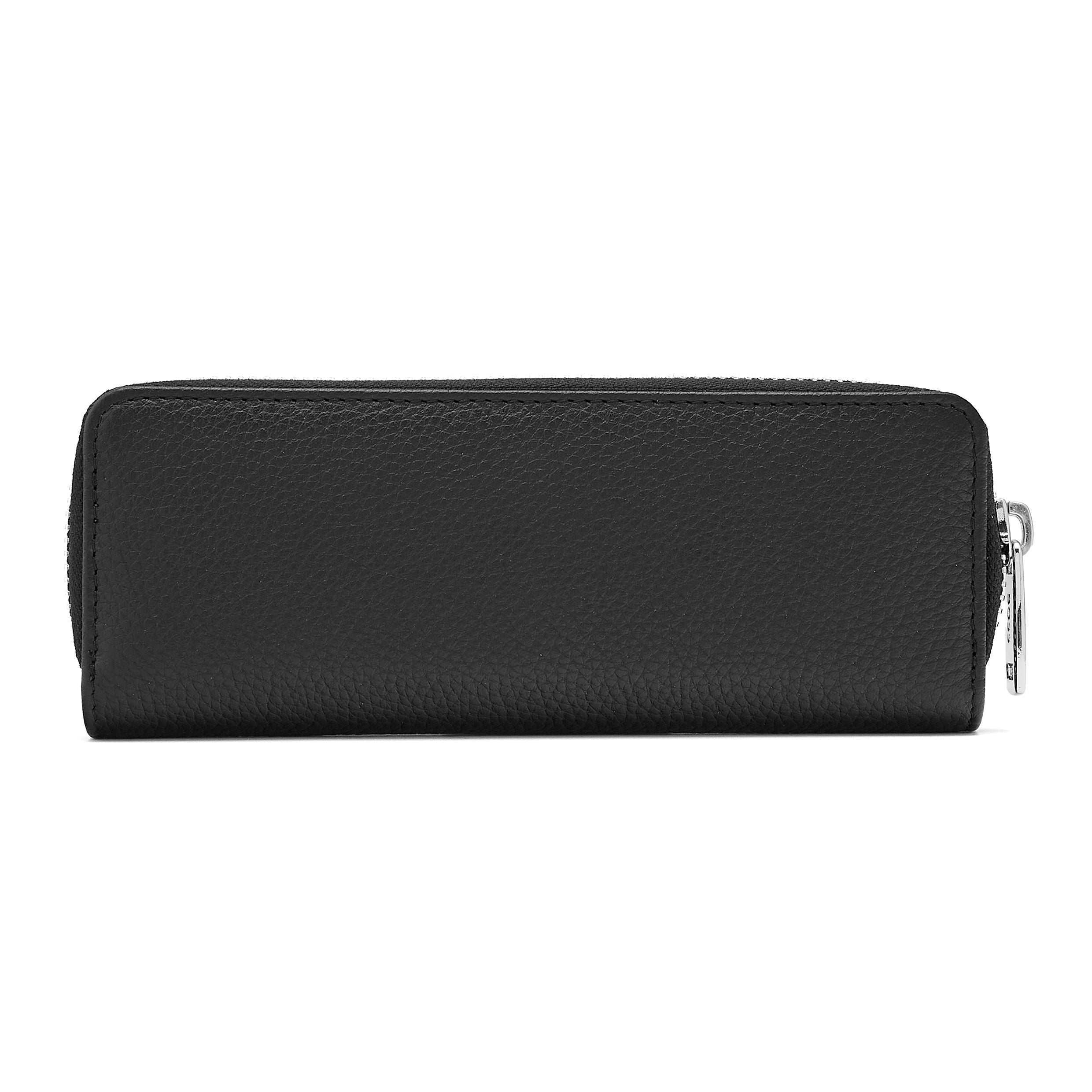 Zipped Double Pen Case Classic Grained Black