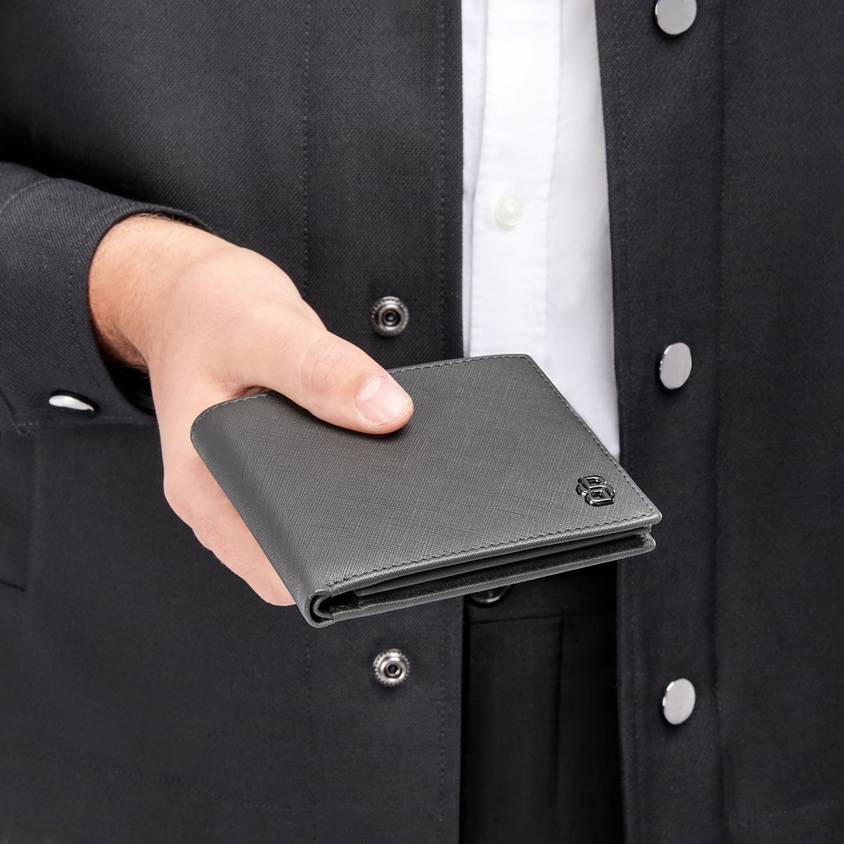 Card Wallet With Flap Double B Saffiano Black