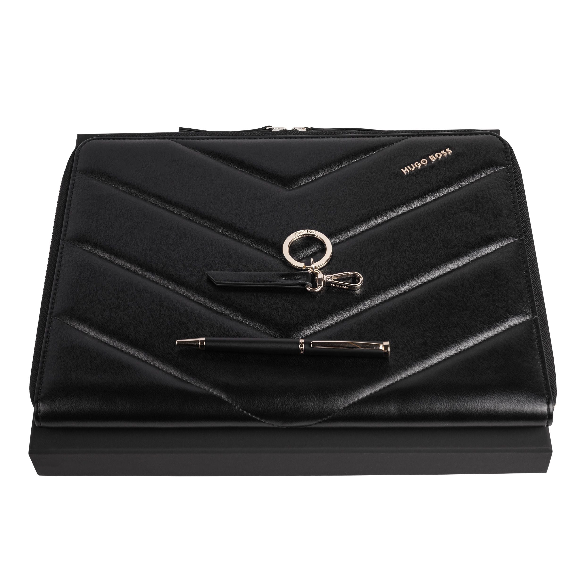 Set Hugo Boss Black (Ballpoint Pen, Conference Folder A4 & Key Ring)