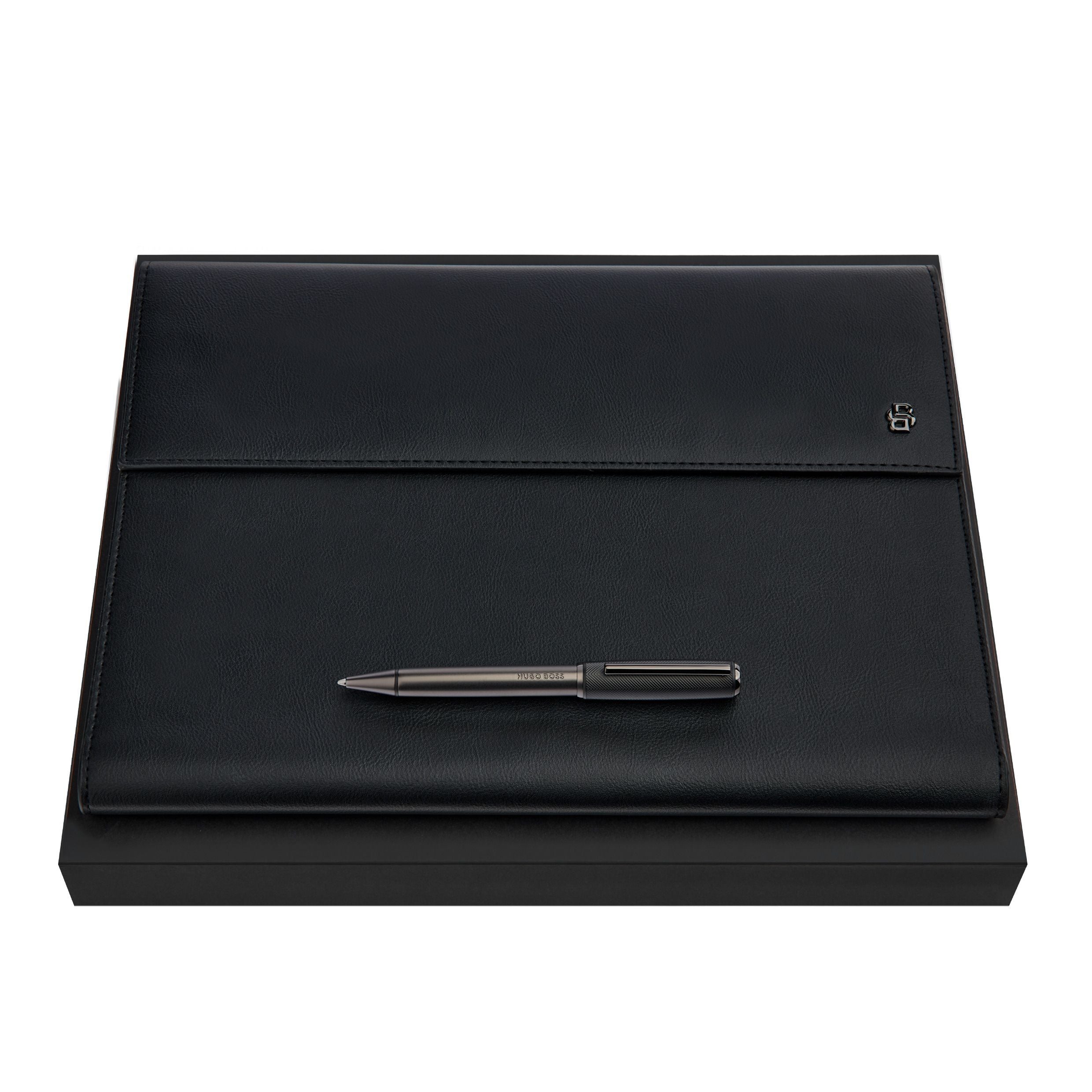 Set Hugo Boss Black & Gun (Ballpoint Pen & Folder A4)