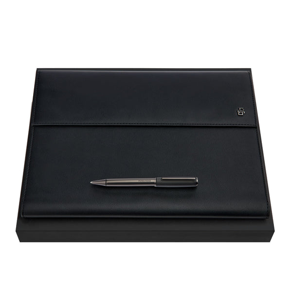 Set Hugo Boss Black & Gun (Ballpoint Pen & Folder A4)