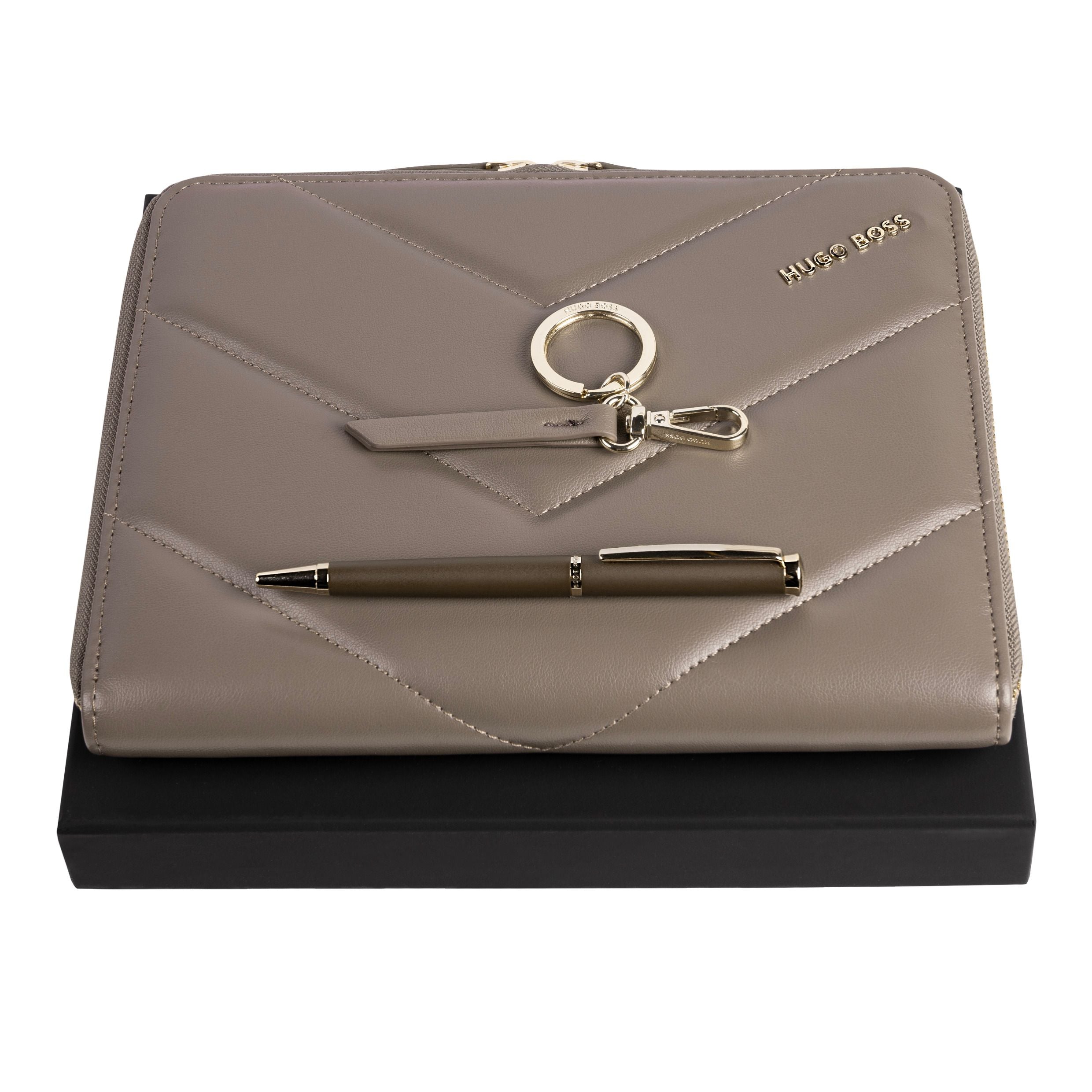 Set Hugo Boss Taupe (Ballpoint Pen, Conference Folder A5 & Key Ring)