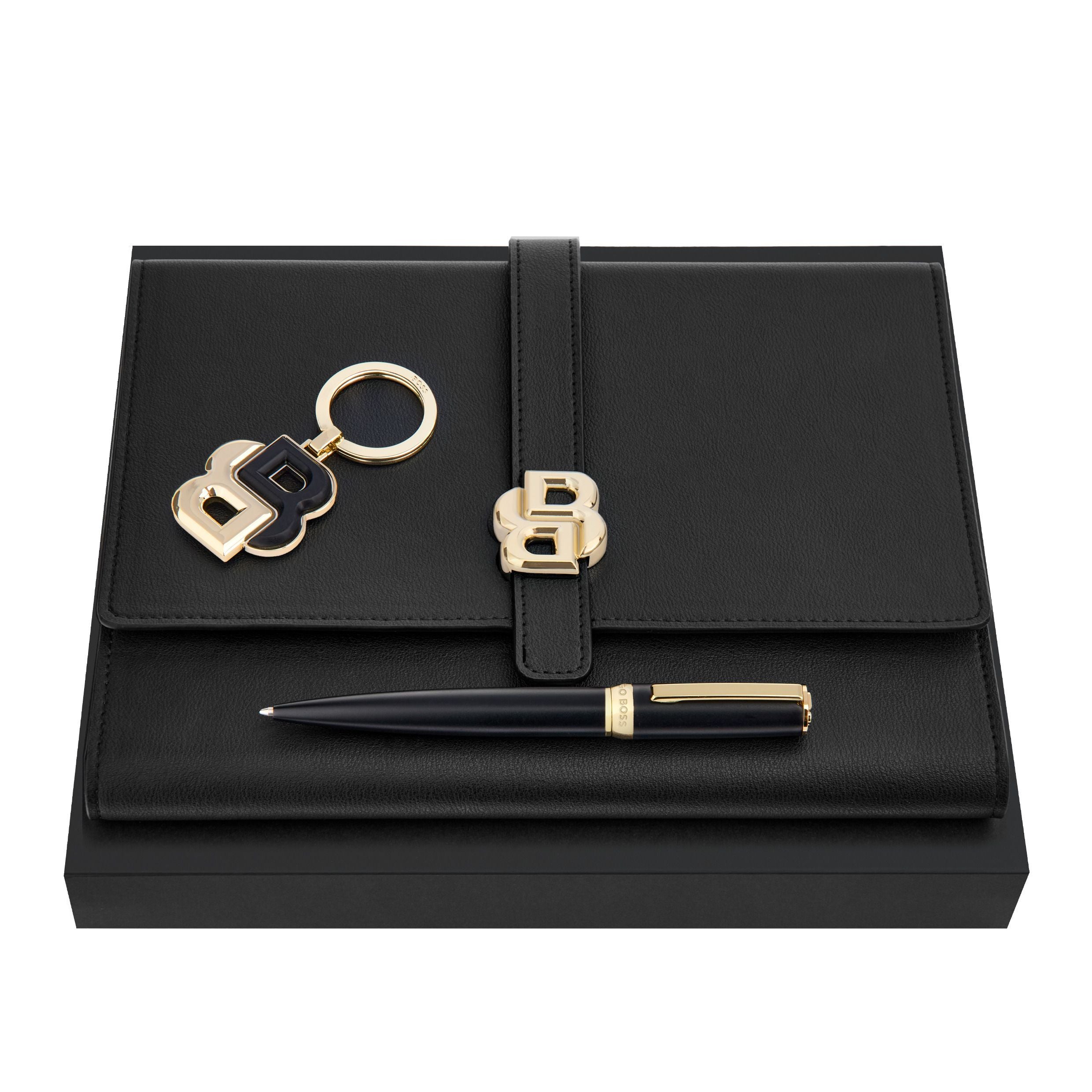 Set Hugo Boss Black & Gold (Ballpoint Pen, Folder A5 & Key Ring)