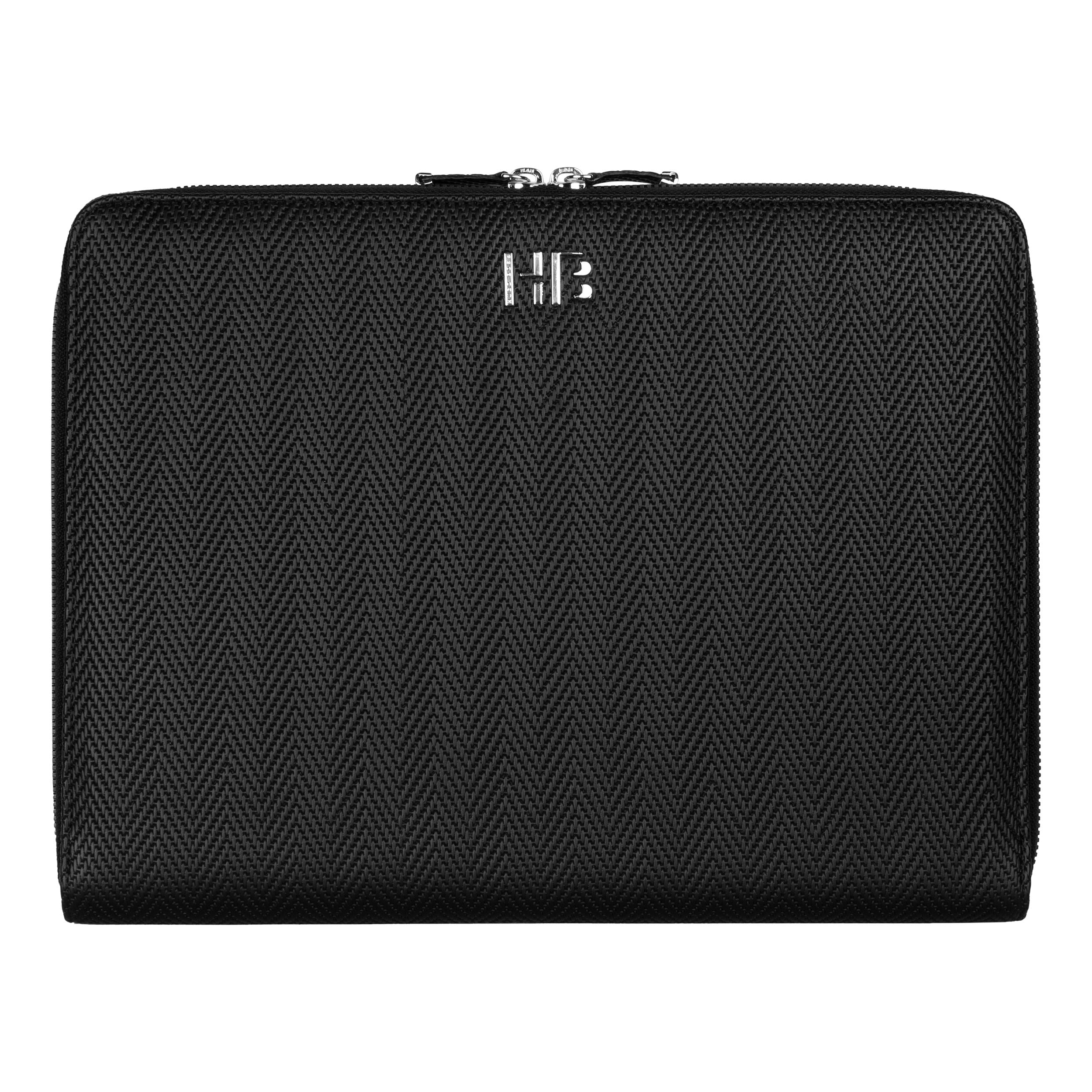 Conference Folder Zip A4 Herringbone Black