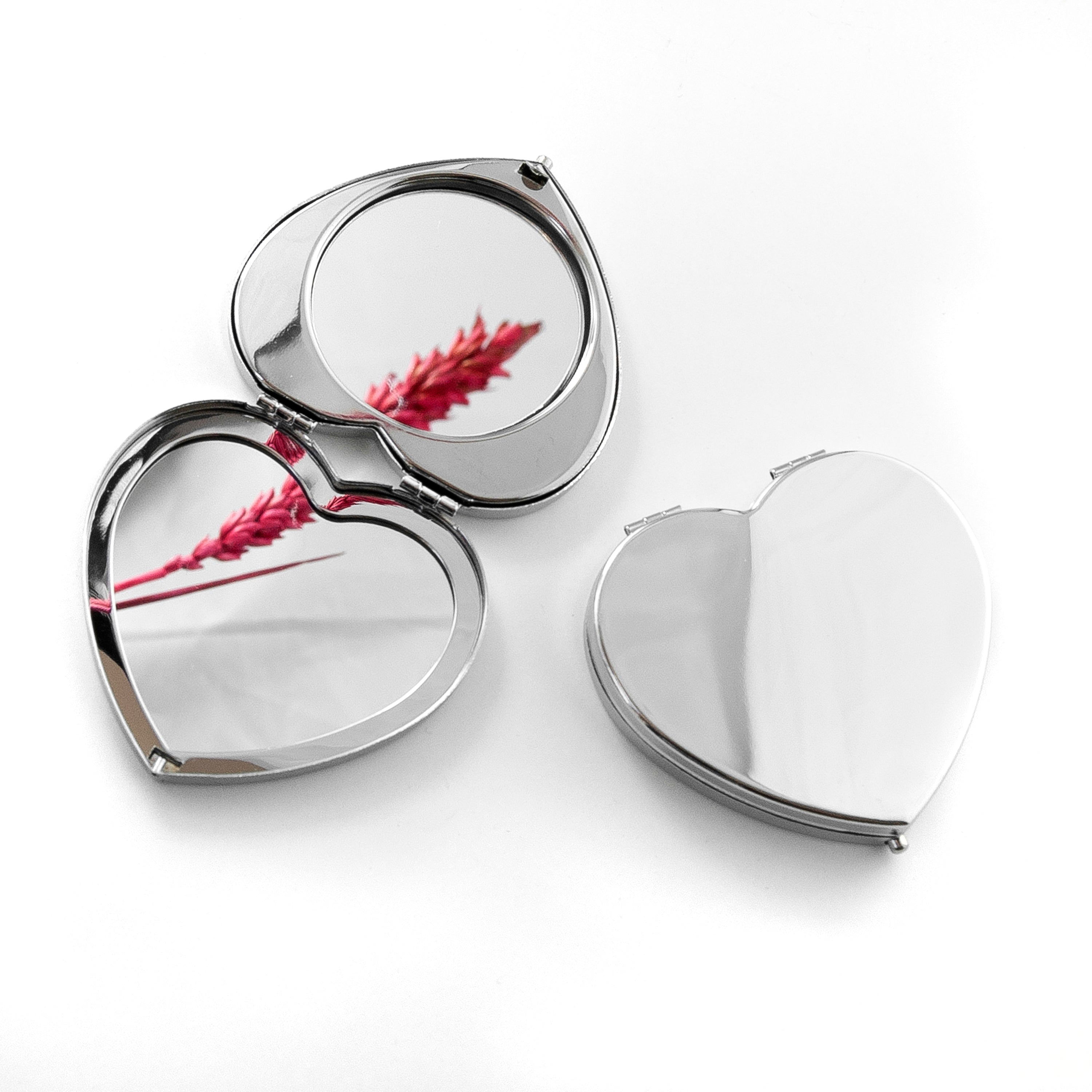 Silver Plated Heart Compact Mirror