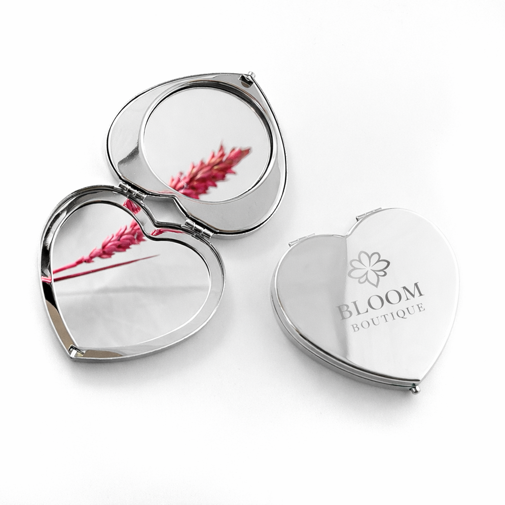 Silver Plated Heart Compact Mirror