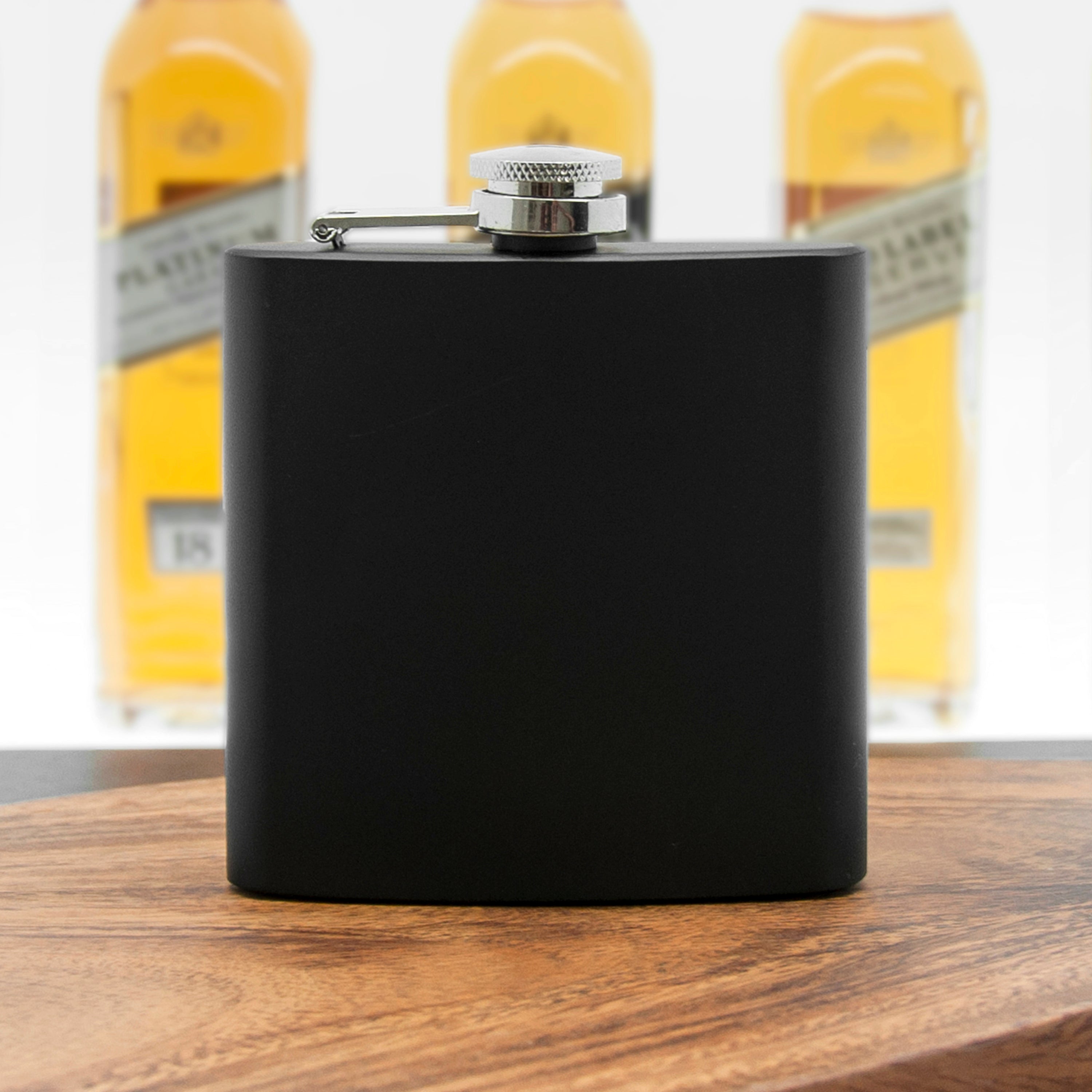 6oz Matte Black Stainless Steel Hip Flask