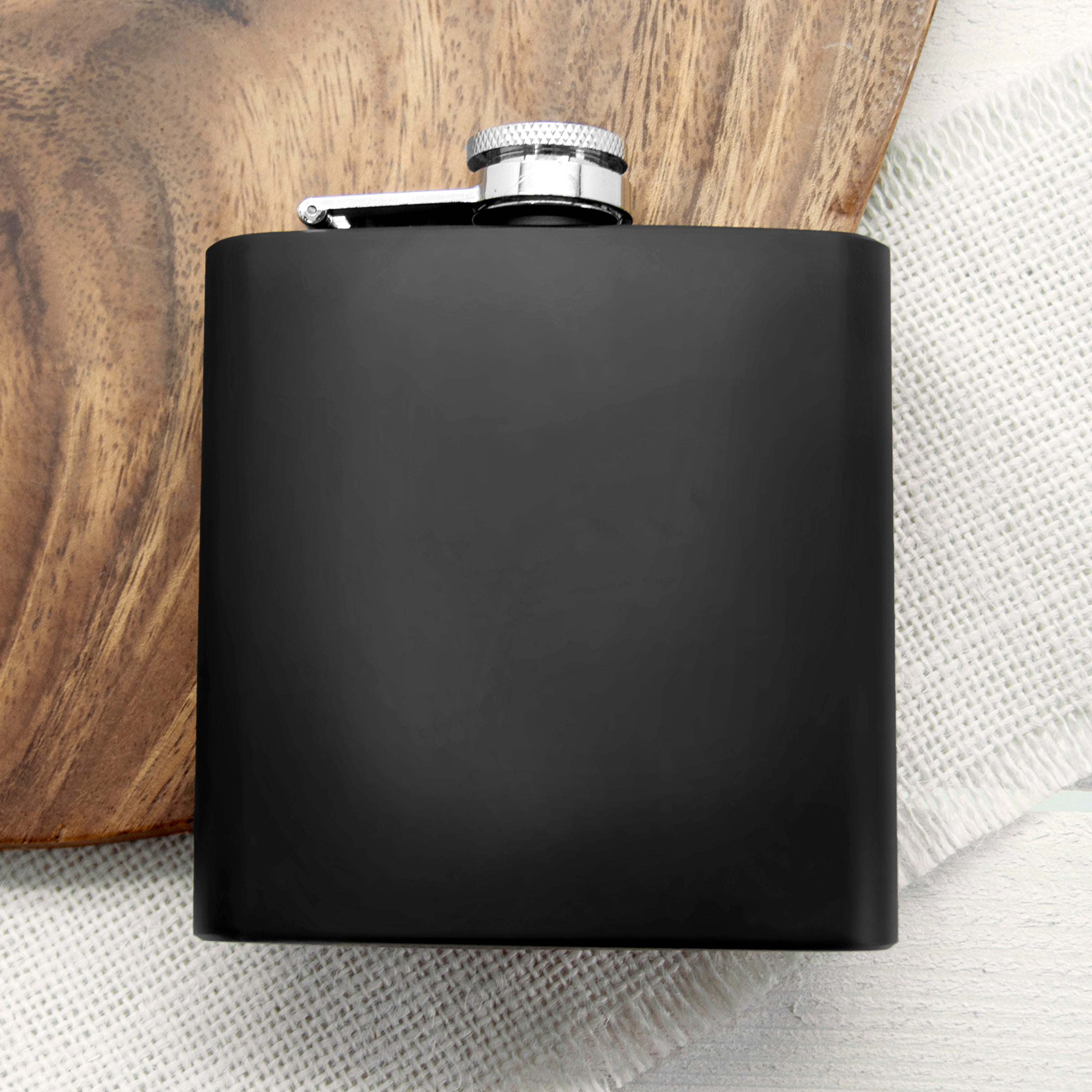 6oz Matte Black Stainless Steel Hip Flask
