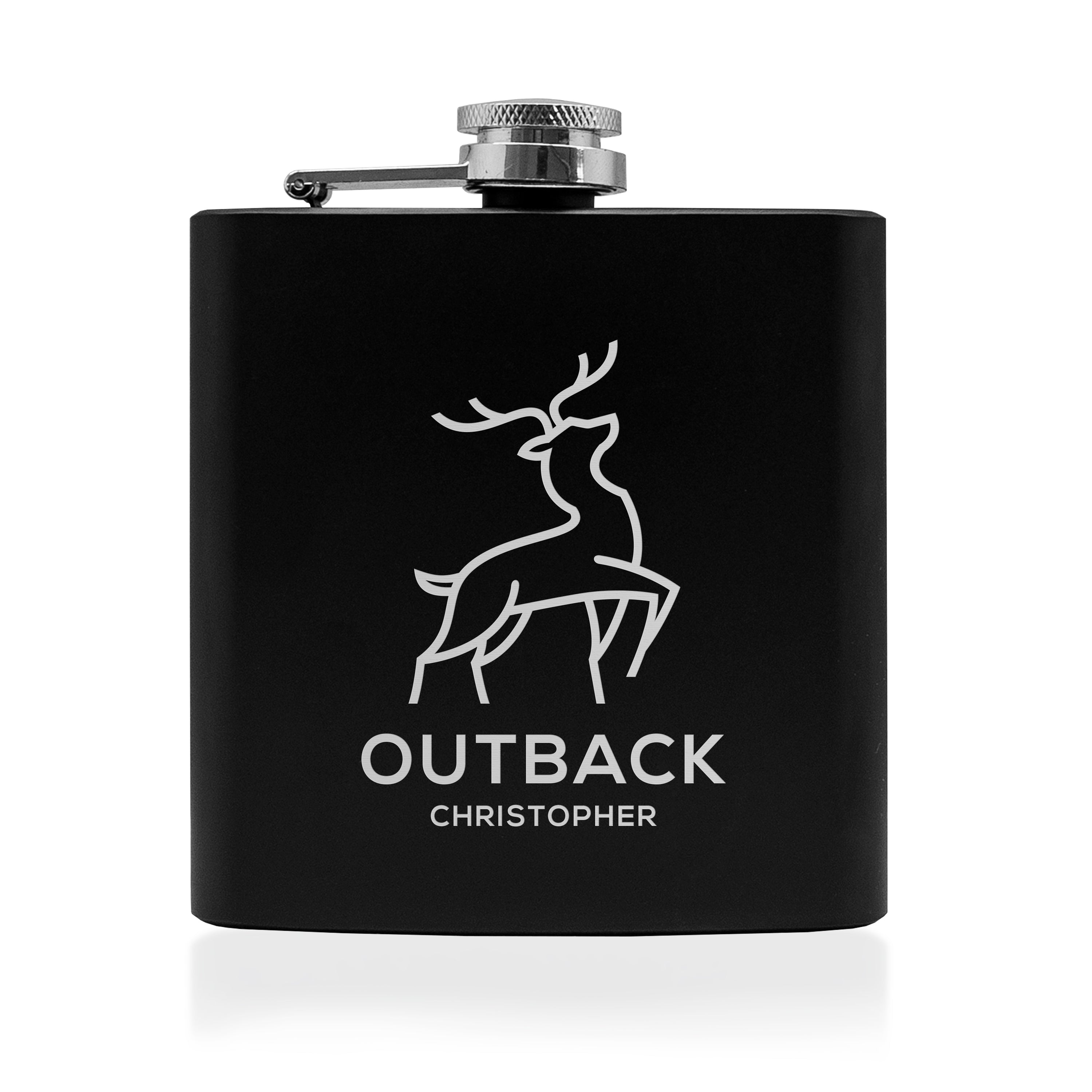 6oz Matte Black Stainless Steel Hip Flask