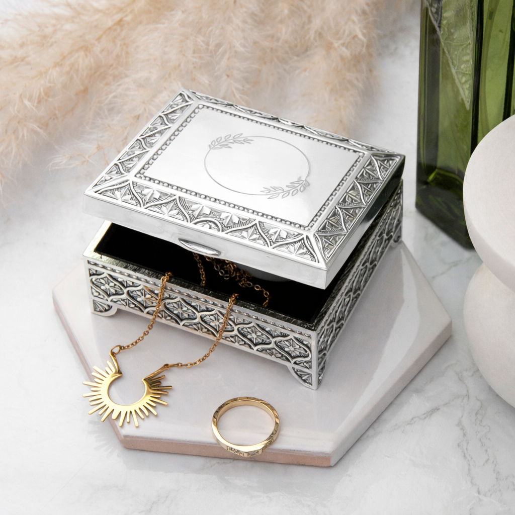 Silver Plated Ornate Trinket Box