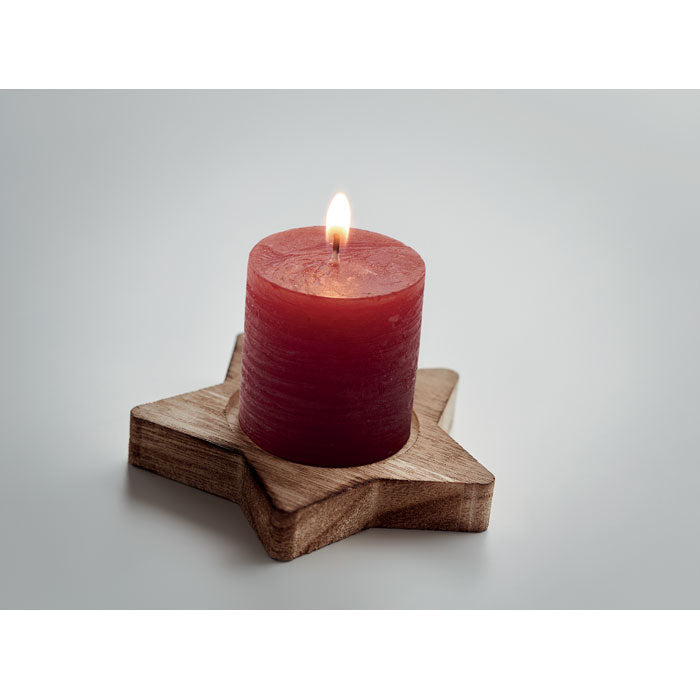 Candle on star wooden base