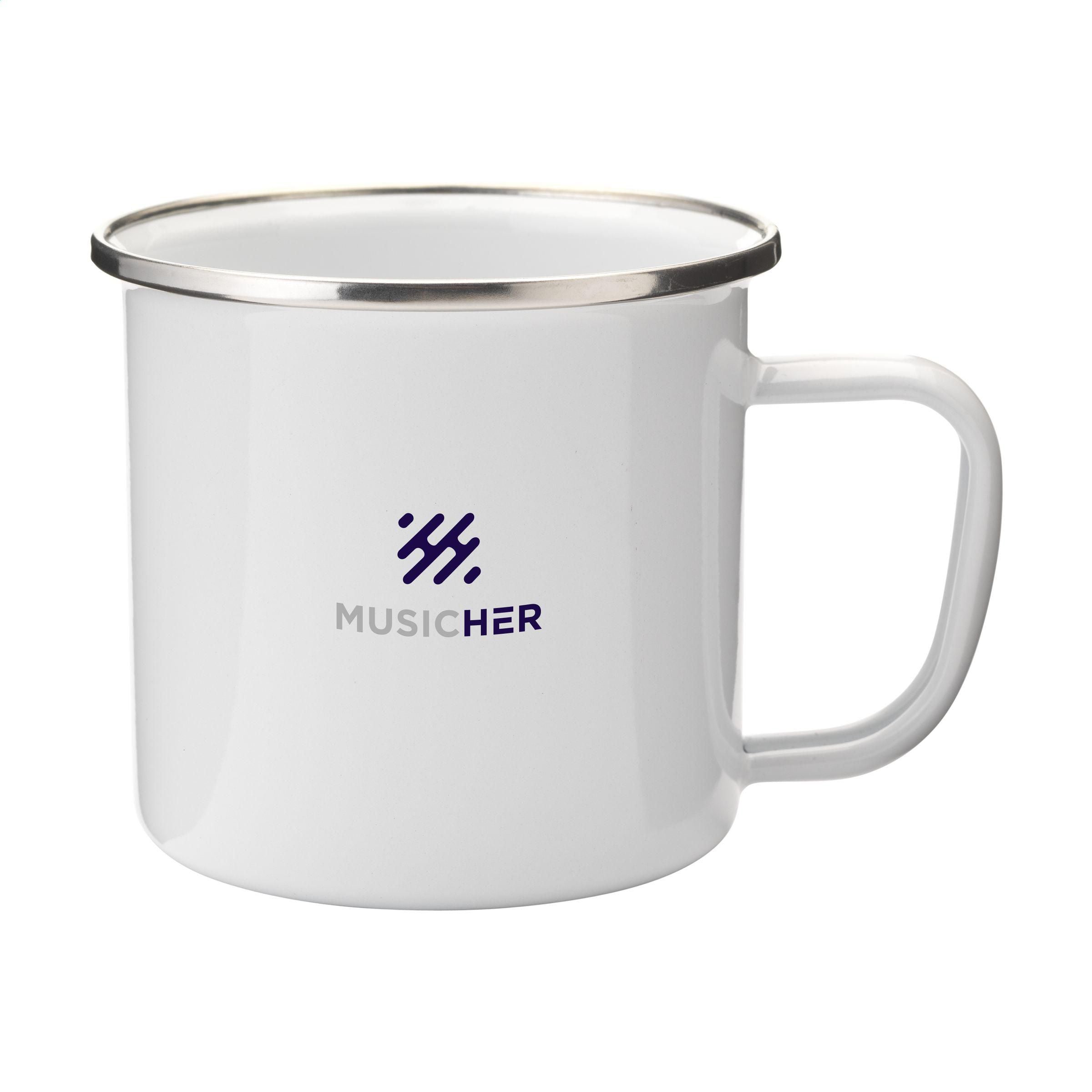 Retro Silver Enamel Mug 350 Ml