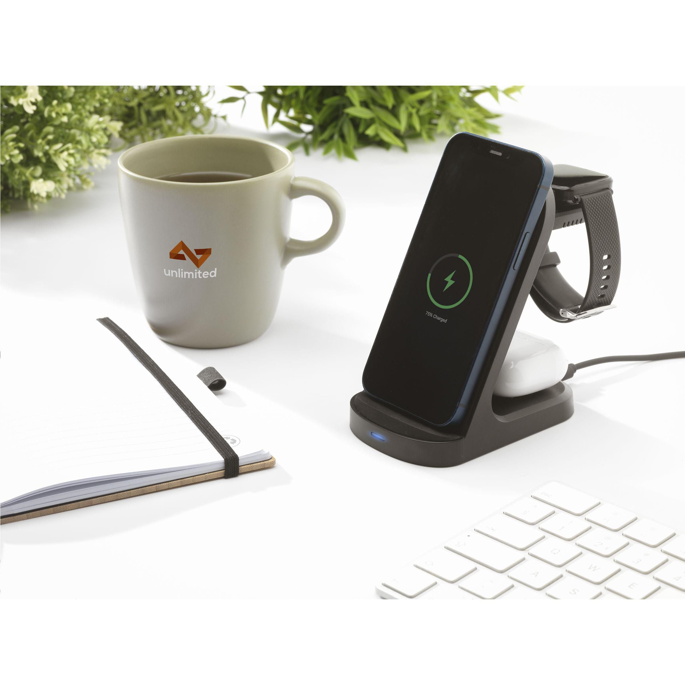 Triple-Up Rcs Recycled Abs Wireless Charger Stand