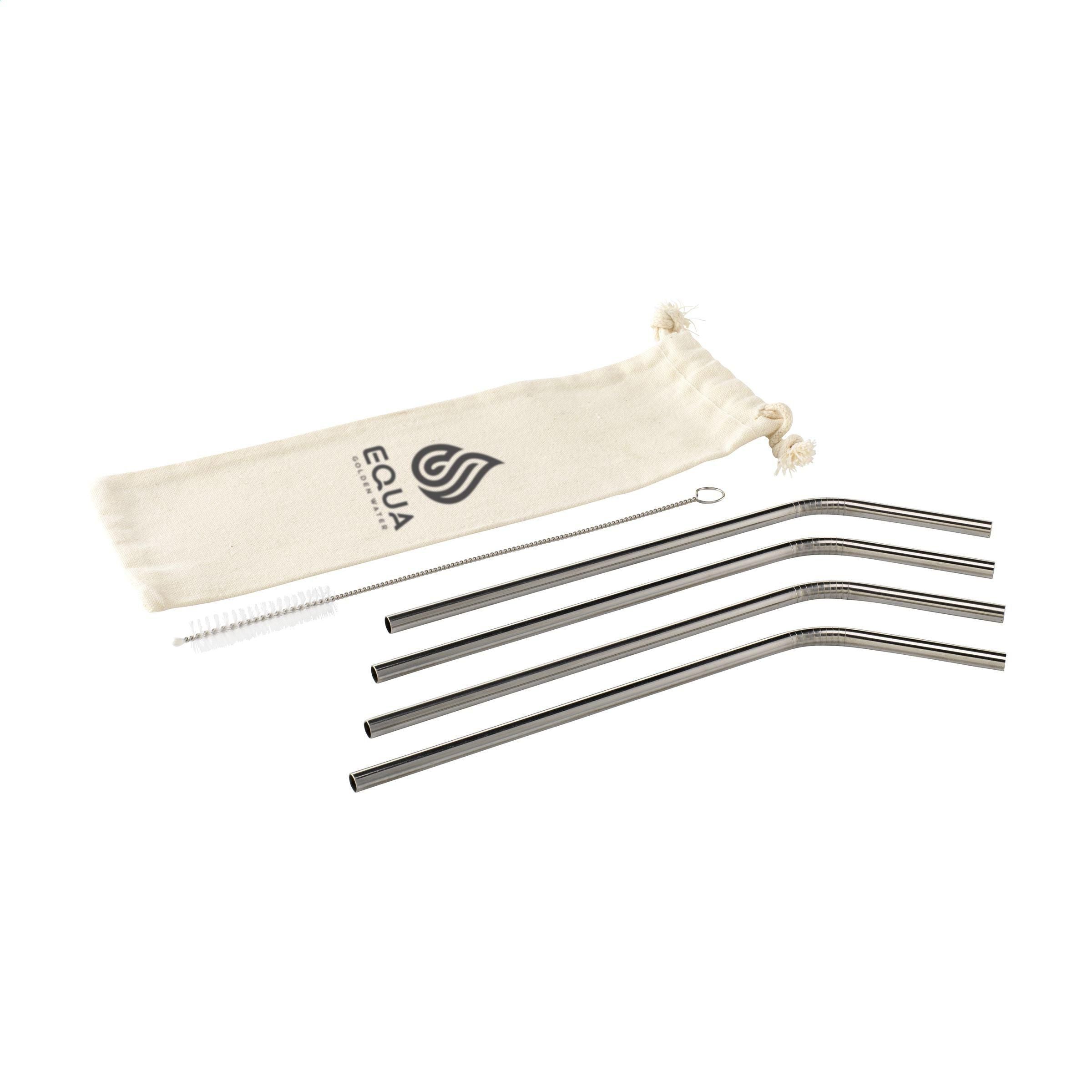 Eco Rvs 4 Pieces Eco Straw Set Stainless-Steel Straws