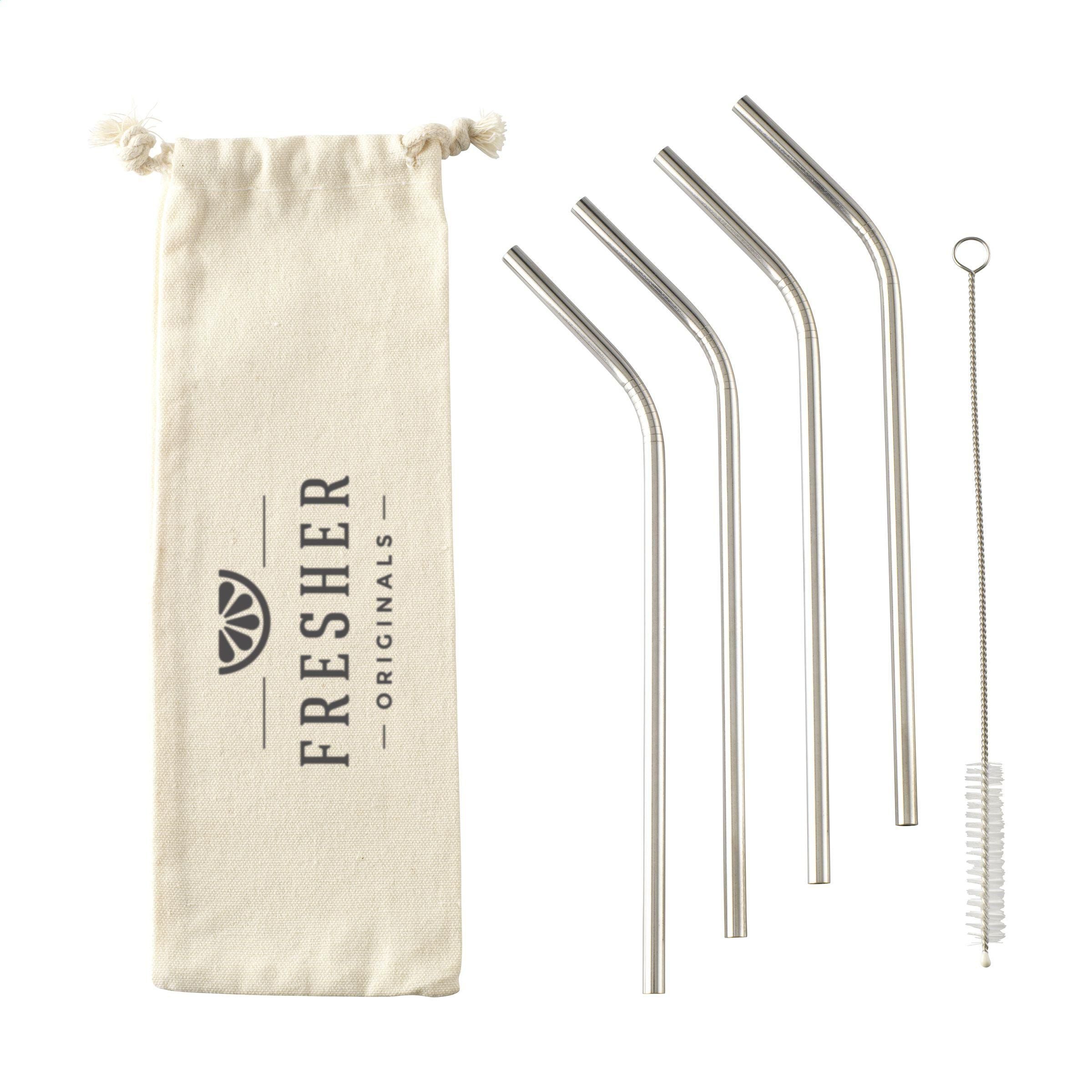 Eco Rvs 4 Pieces Eco Straw Set Stainless-Steel Straws