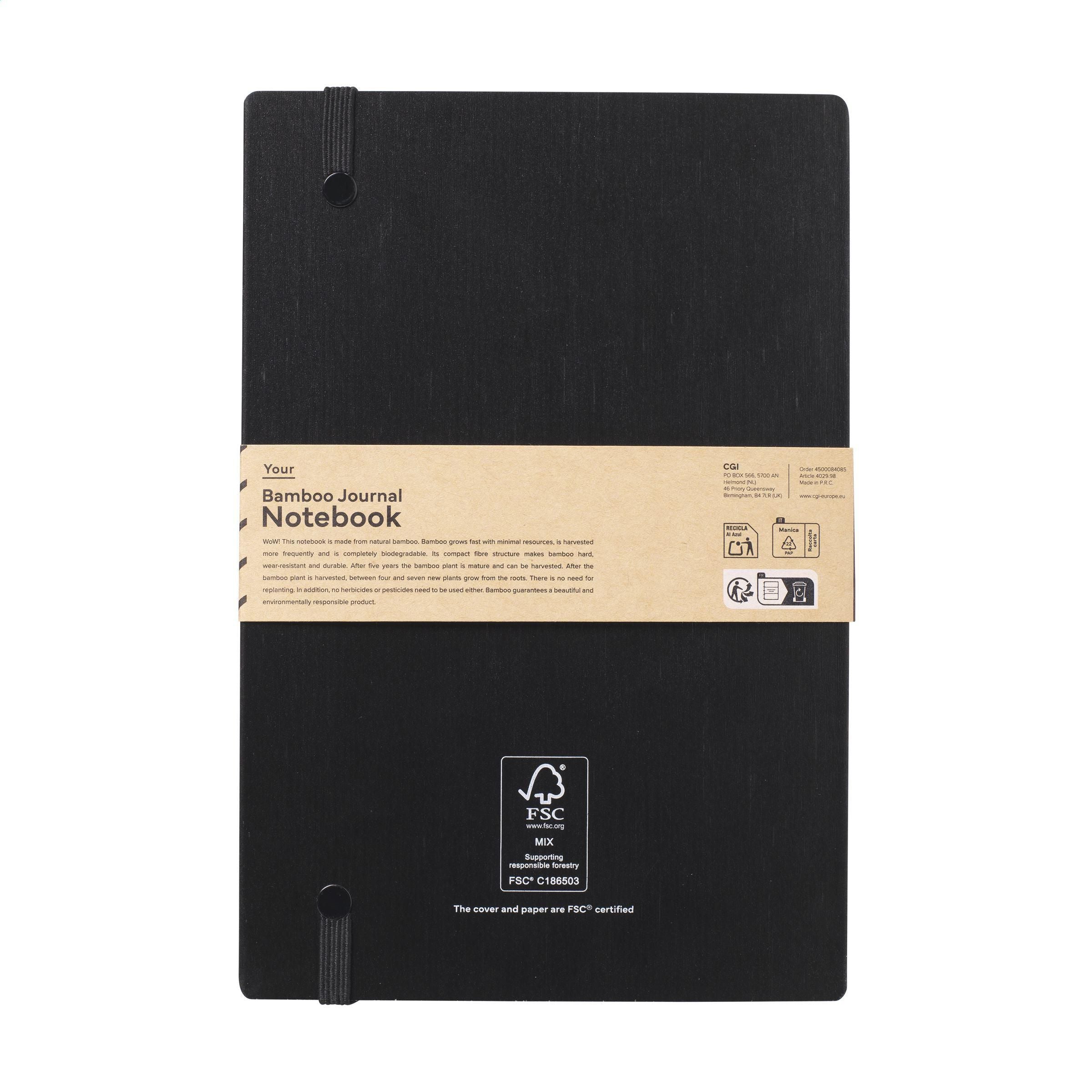 Bamboo Journal Naked Spine Paper Notebook Black A5